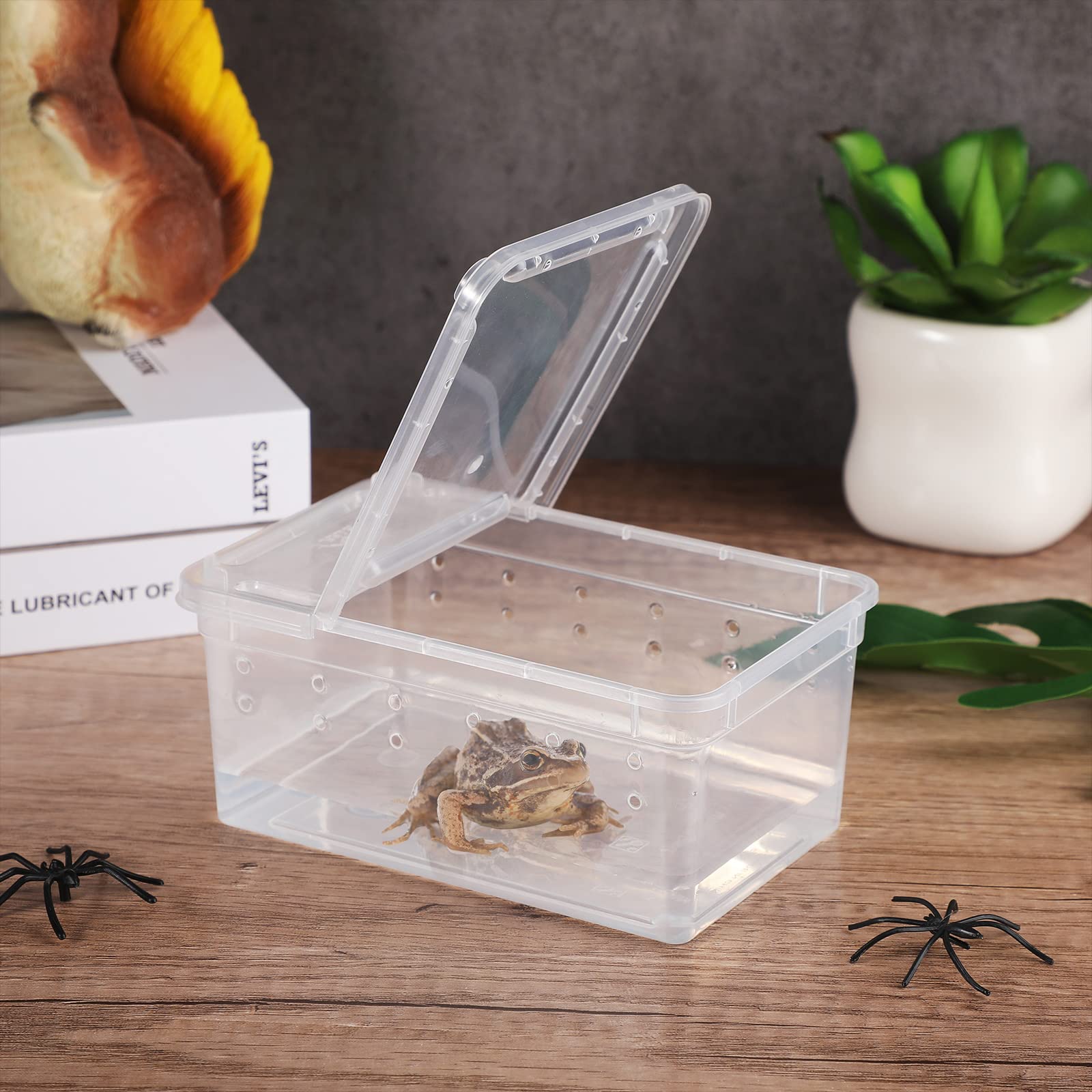 Irenare 8 Pcs Reptile Breeding Breeding Box Plastic Spider Terrarium Tarantula Feeding Box For Bearded Dragon Lizard Spider Gecko Scorpion, 5.9 X 3.9 X 2.5 In