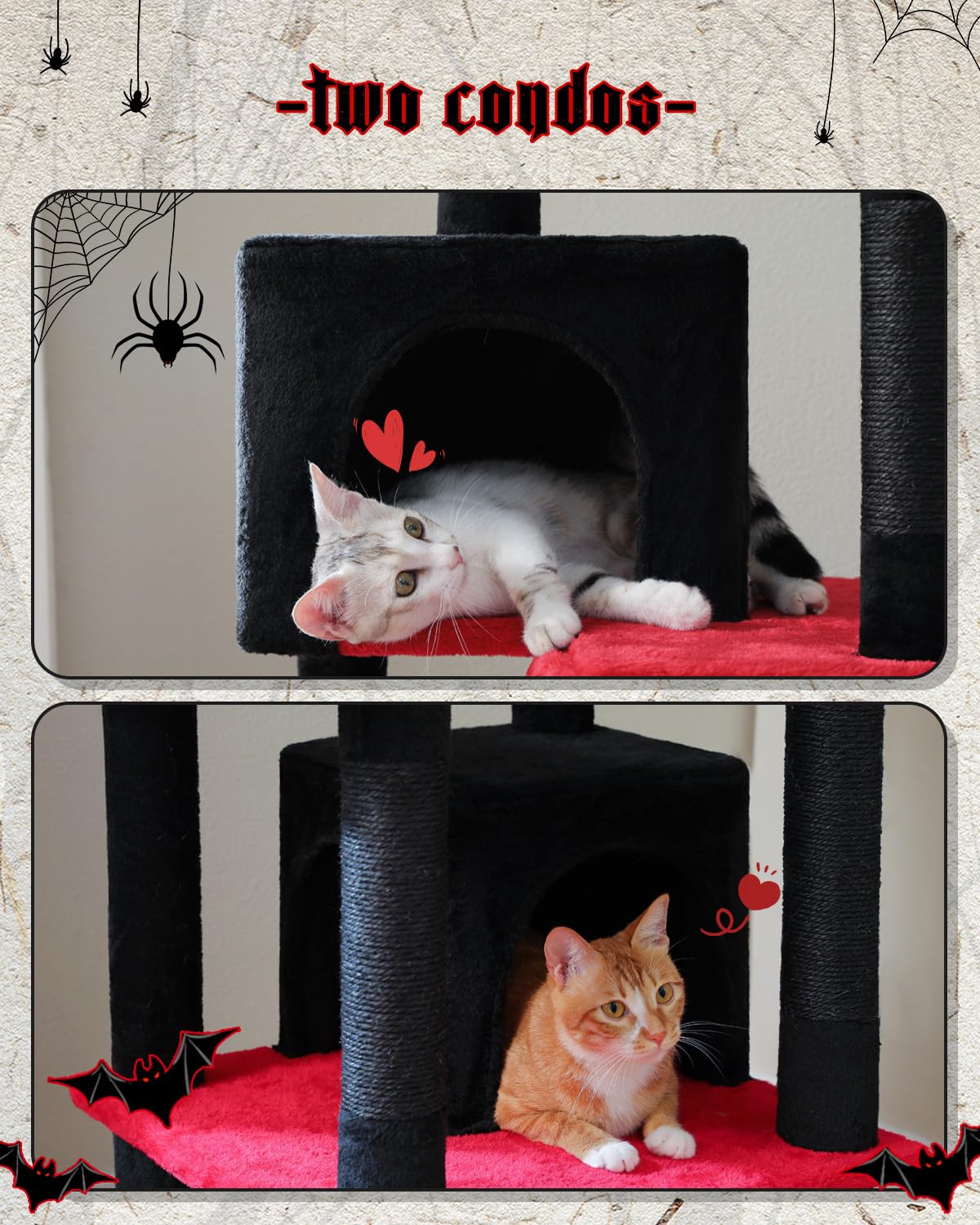 Muttros Gothic Cat Tree For Large Cats, 70.9'' Tall Black Cat Tower With Coffin Bed, Cat Condo, Sisal Scratching Posts & Top Per