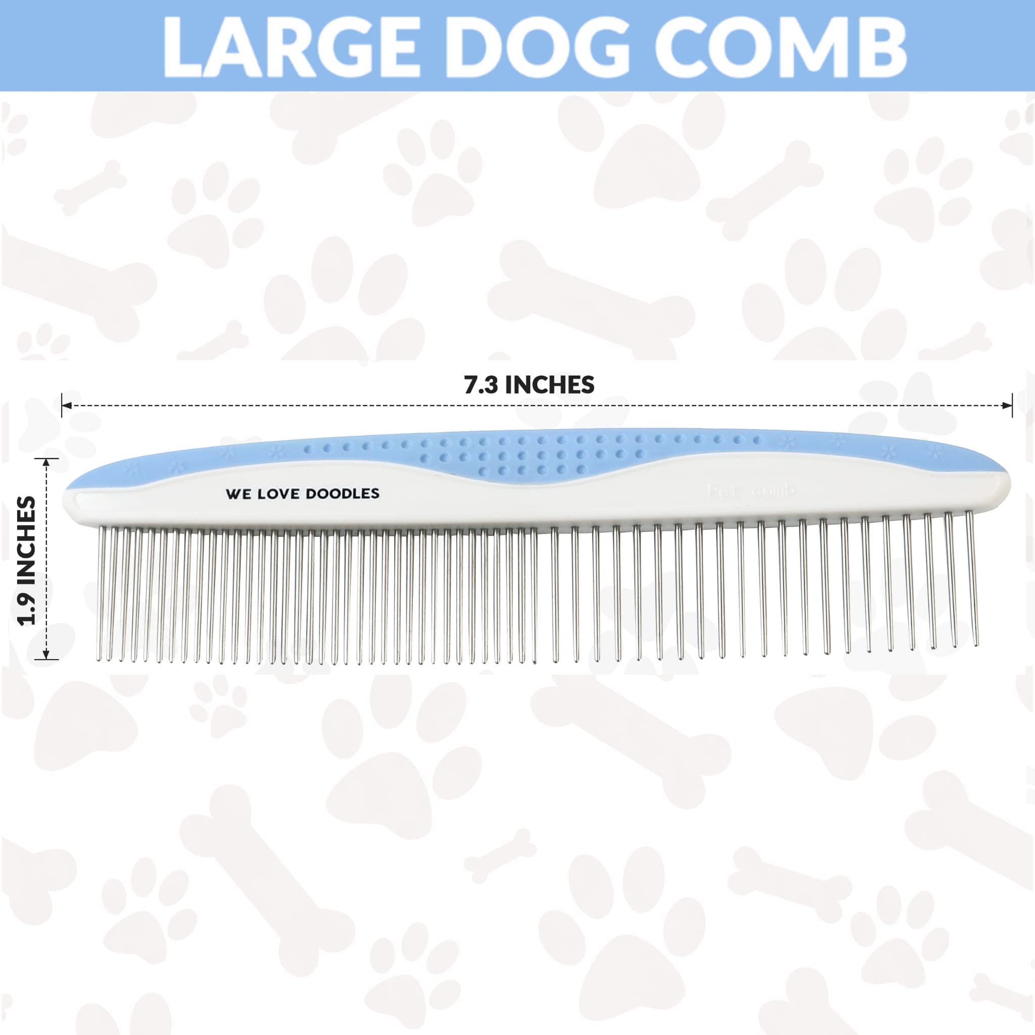 Metal Dog Grooming Comb | Removes Tangles & Matts | Dematting Pet Combs | Detangler For Matted Hair | Best Comb For Poodles, Gol