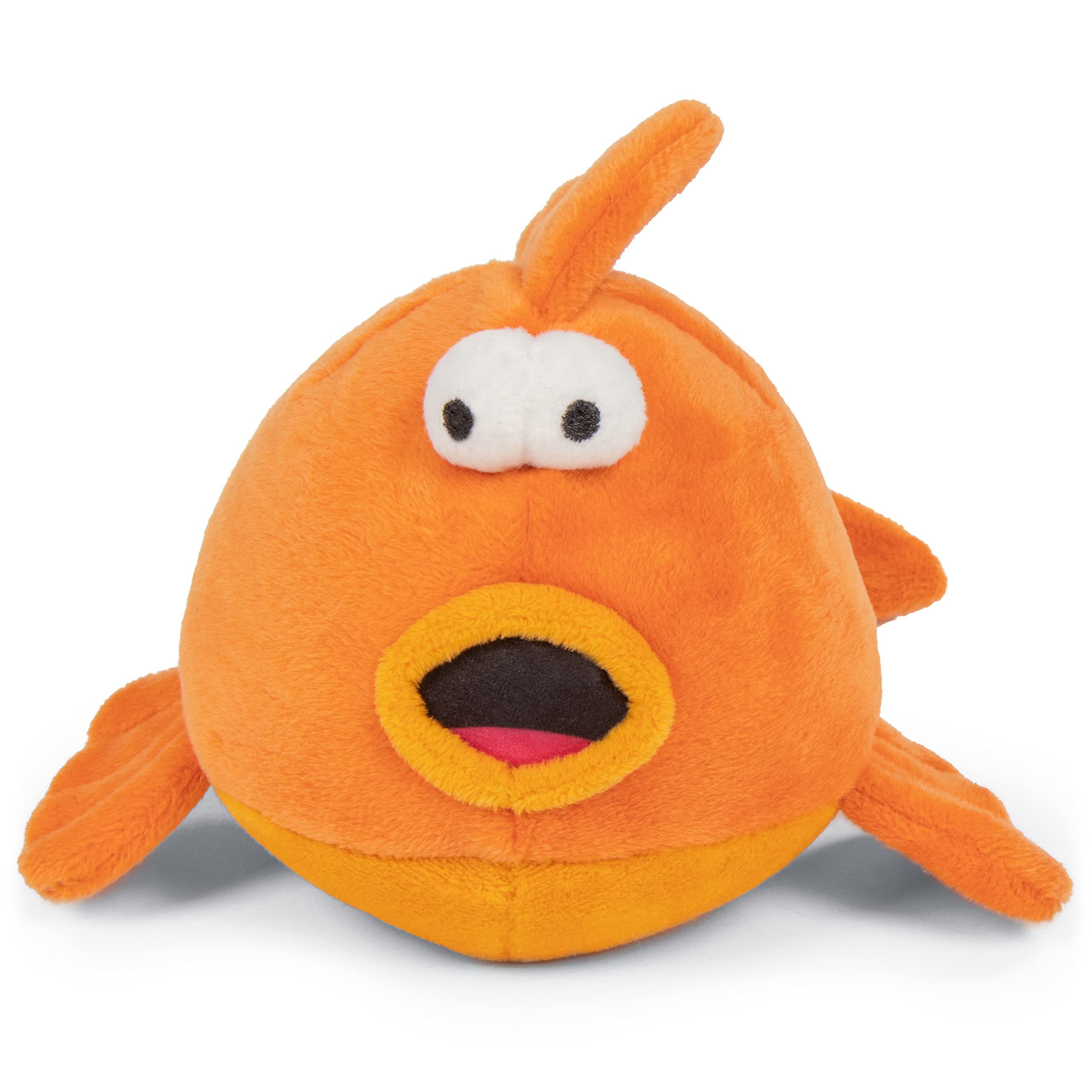 Godog Action Plush Goldfish Animated Squeaky Dog Toy, Chew Guard Technology - Orange, One Size