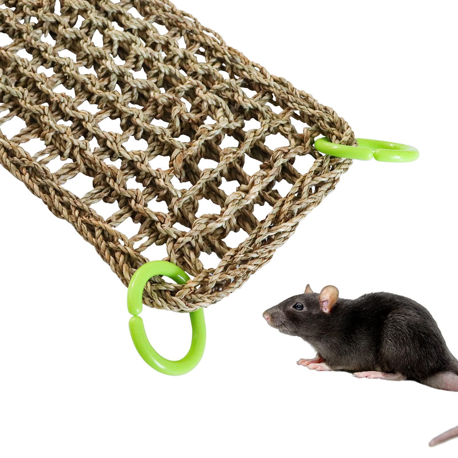 39 X 7 Inch Rat Climbing Toys, Cat Climbing Toys, Small Animals Seagrass Mat Toy, Natural Seagrass Woven Net Hammock With Hooks,
