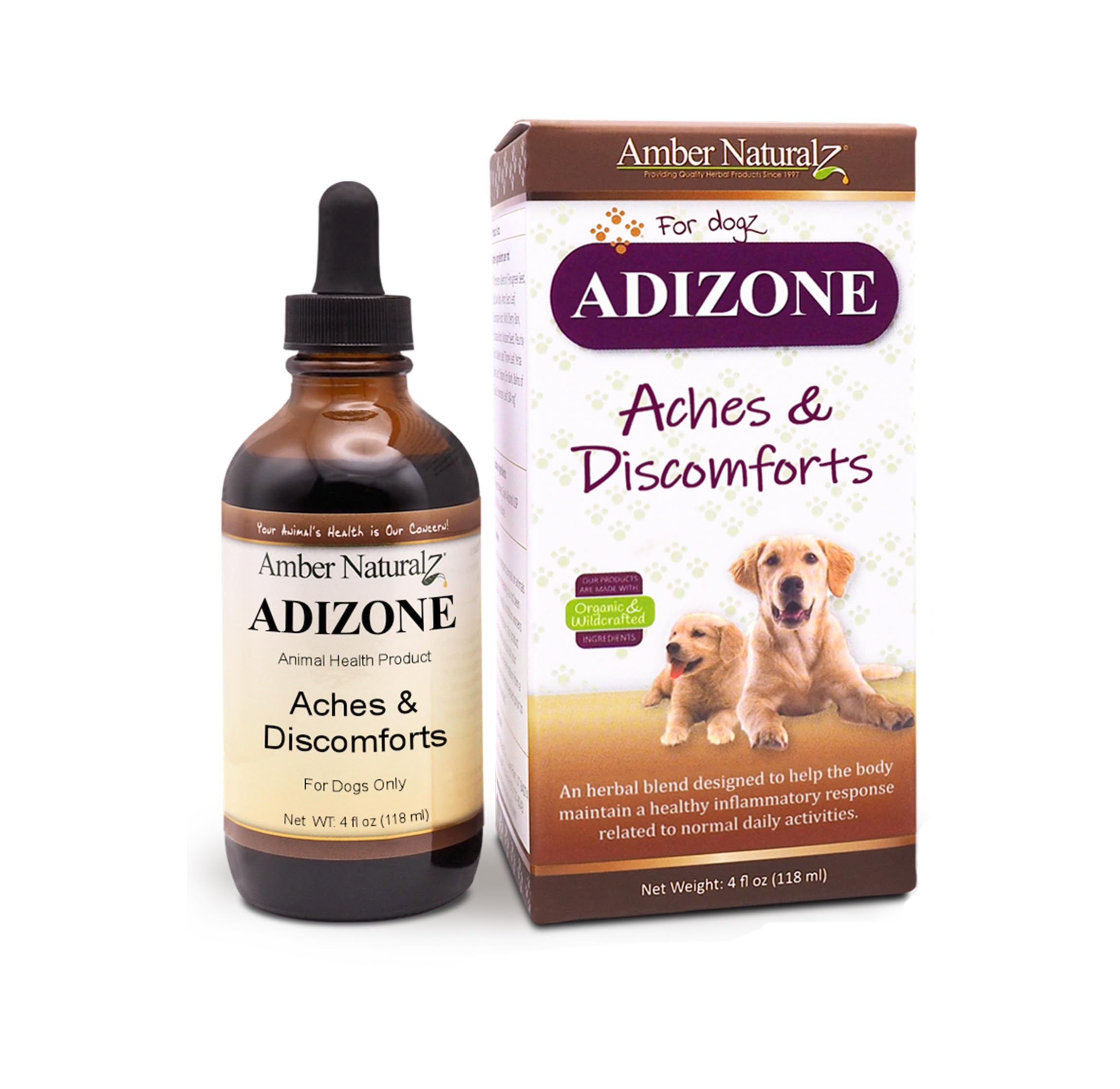 Amber NaturalZ Adizone Herbal Supplement for Dogs | Supports Healthy Inflammatory Response, Occasional Discomfort, and Joint Fun
