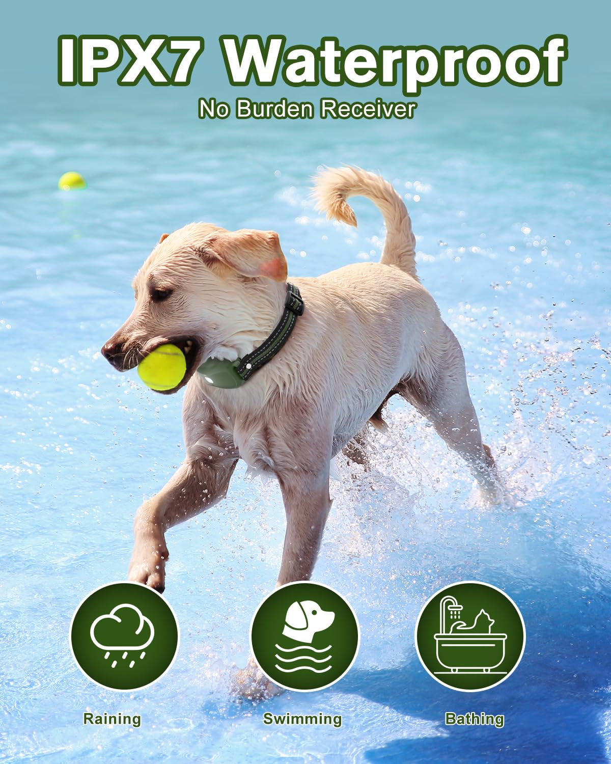 Dog Shock Collar With Remote Control, 3300Ft Dog Training Collar With Light, With Beep, Vibration, Safety Shock Mode, Rechargeab