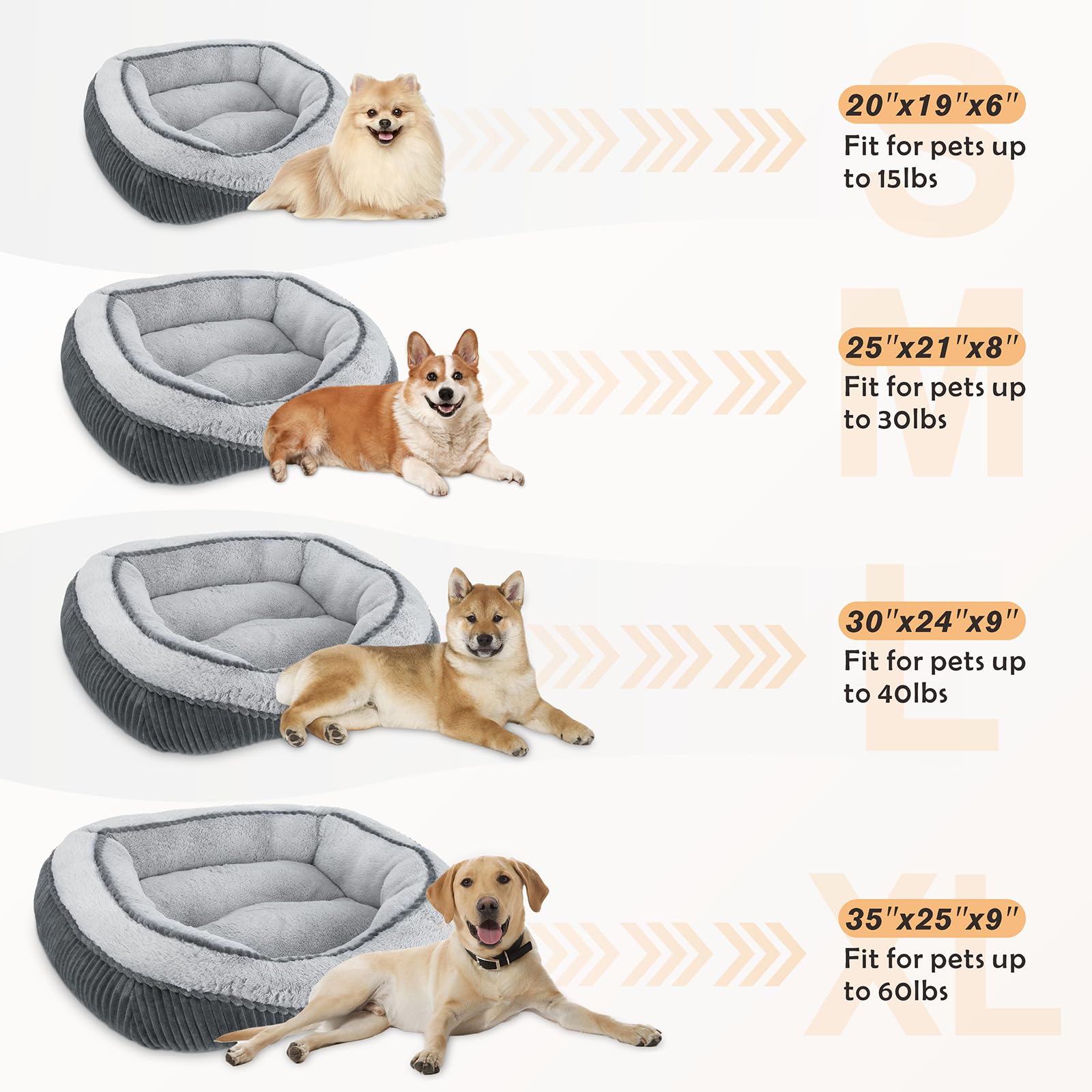 Siwa Mary Dog Beds For Small Medium Large Dogs & Cats. Durable Washable Pet Bed, Orthopedic Dog Sofa Bed, Luxury Wide Side Fancy Design, Soft Calming Sleeping Warming Puppy Bed, Anti-Slip Bottom