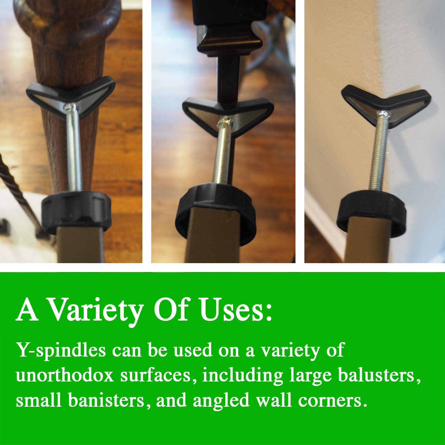 Baby Gate Guru Extra Long M8 (8Mm) Stair Banister Adapter Y-Spindle Rods 2 Pack For Pressure Mounted Baby And Pet Safety Gates (8Mm, Black)