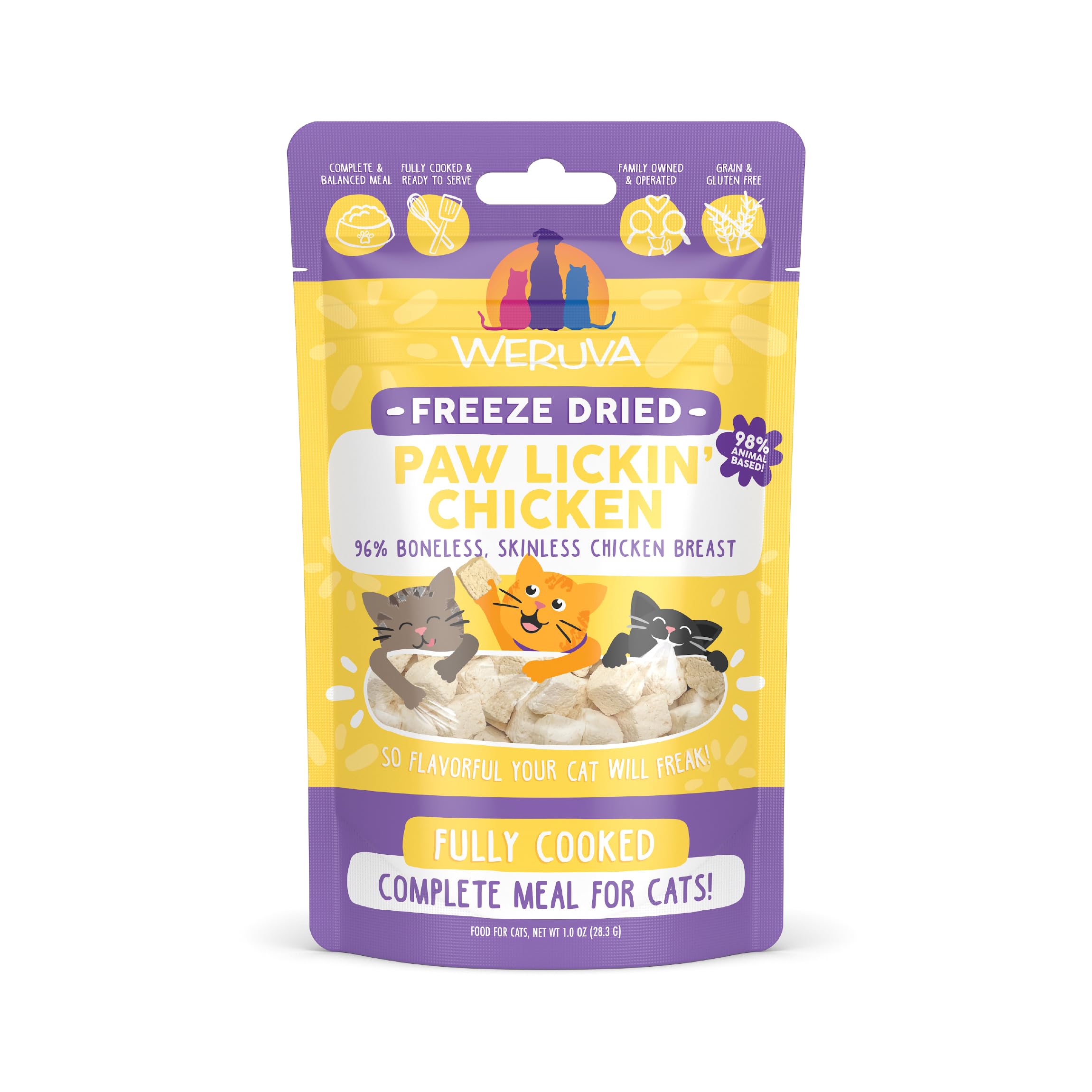Weruva Cat Freeze Dried, Paw Lickin Chicken with Chicken Breast, 1oz Bag