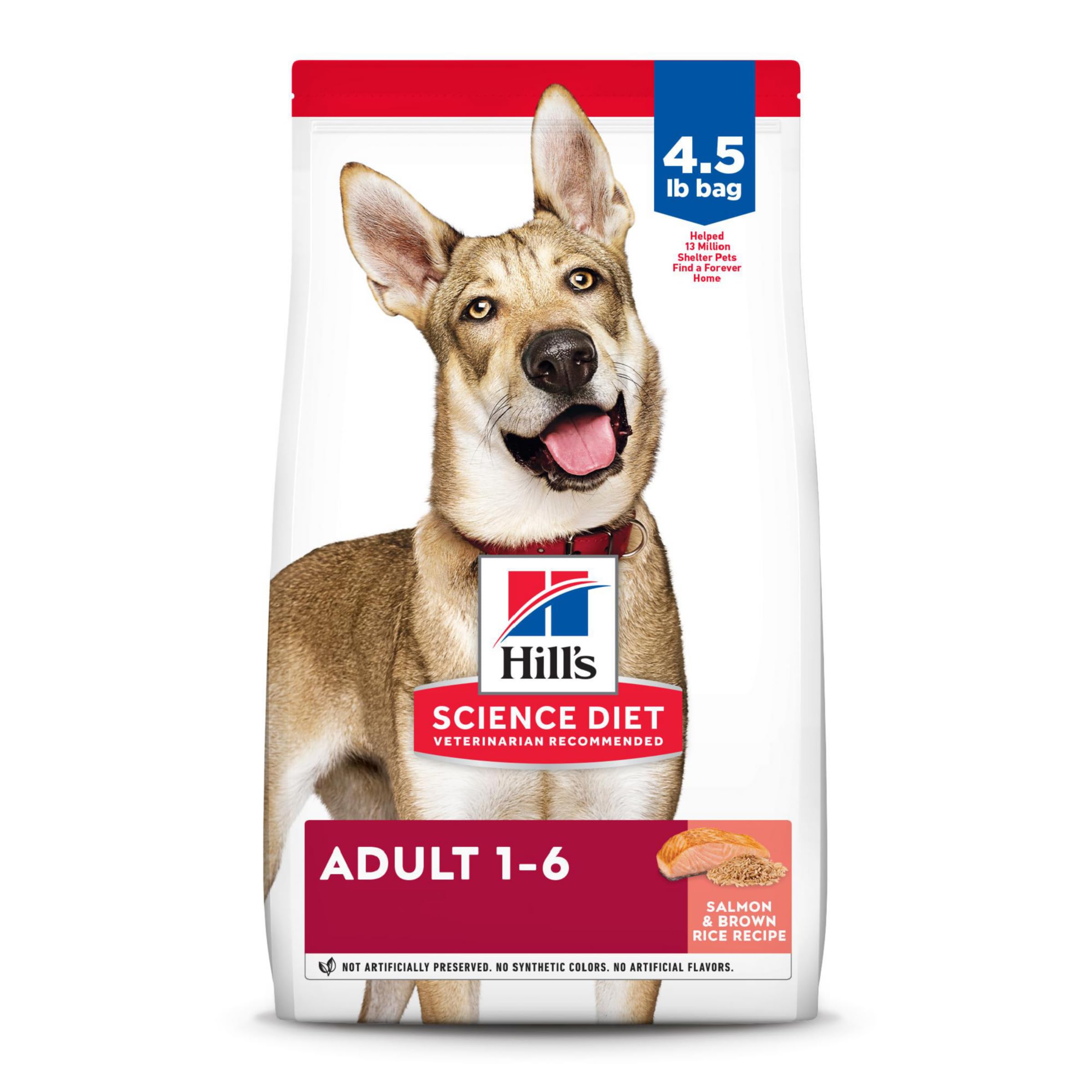 Hills Science Diet Adult 1-6, Adult 1-6 Premium Nutrition, Dry Dog Food, Salmon & Brown Rice, 4.5 lb Bag