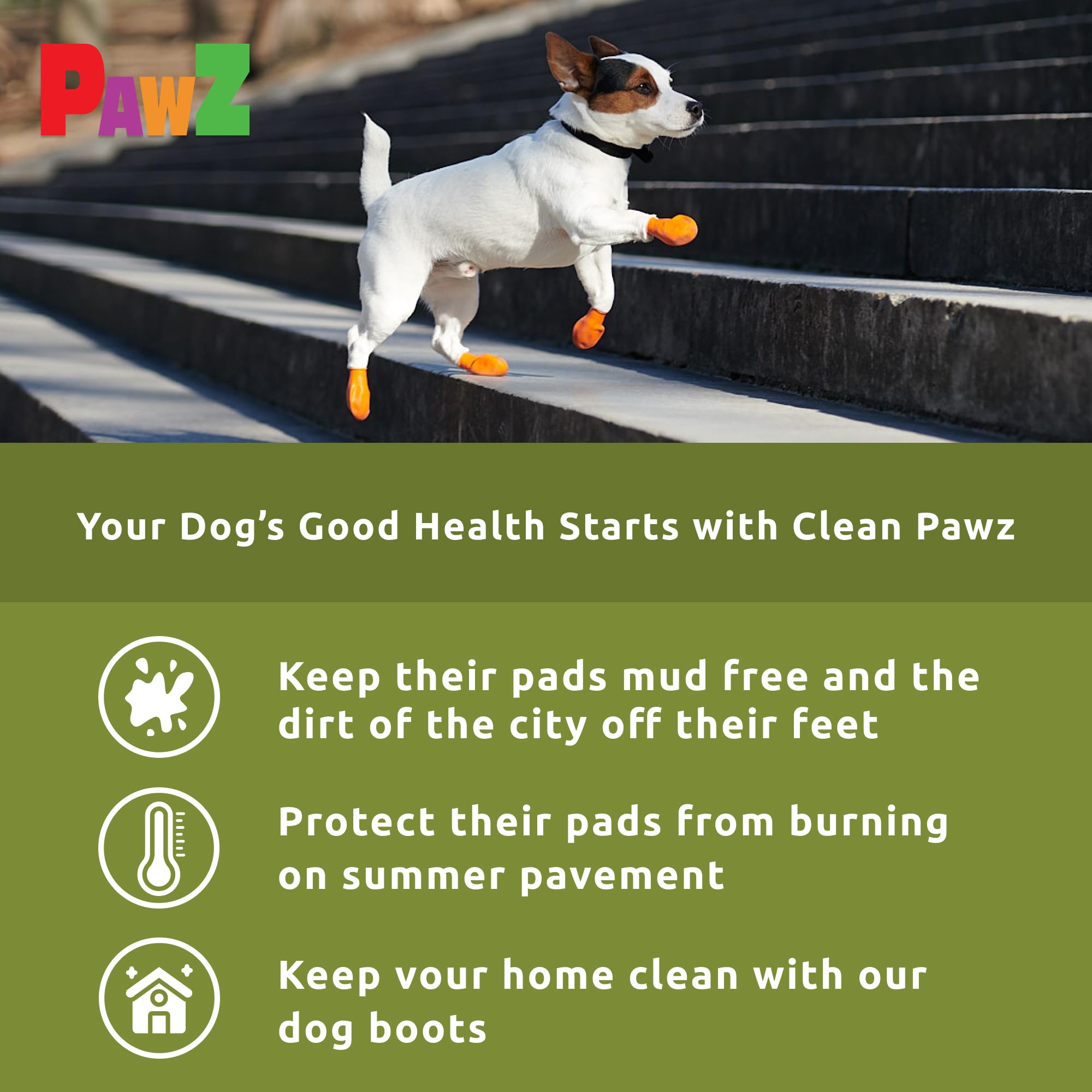 PawZ Rubber Dog Boots for Paws up to 2, 24 Total (2 Packs of 12) - All-Weather Dog Booties for Hot Pavement, Snow, Mud, and Rain