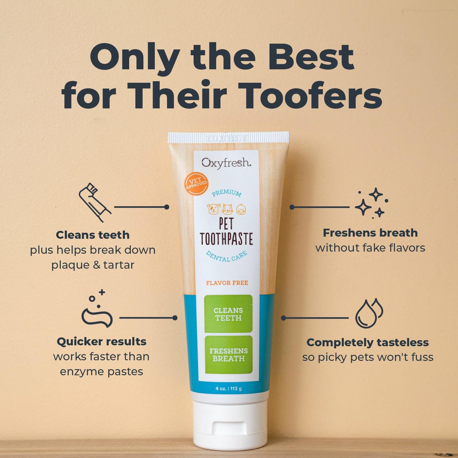 Oxyfresh Premium Dog Toothpaste - Best Dog Teeth Cleaning & Dog Plaque and Tartar Fighter - Safe for Cat Toothpaste Too - Vet Fo