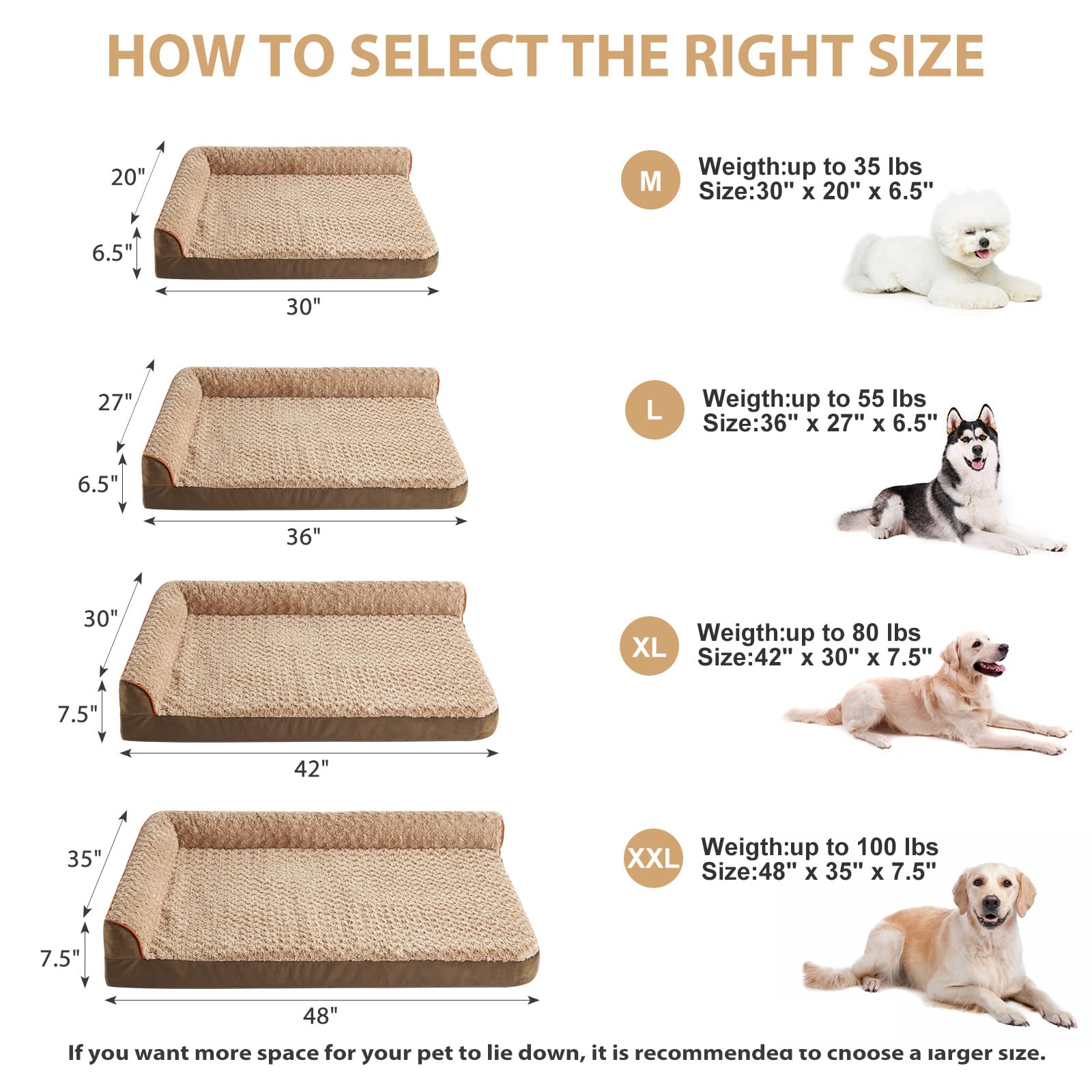 Bfpethome Orthopedic Dog Beds For Large Dogs-Waterproof Sofa Dog Bed With Removable Washable Cover, Large Dog Bed With Waterproo