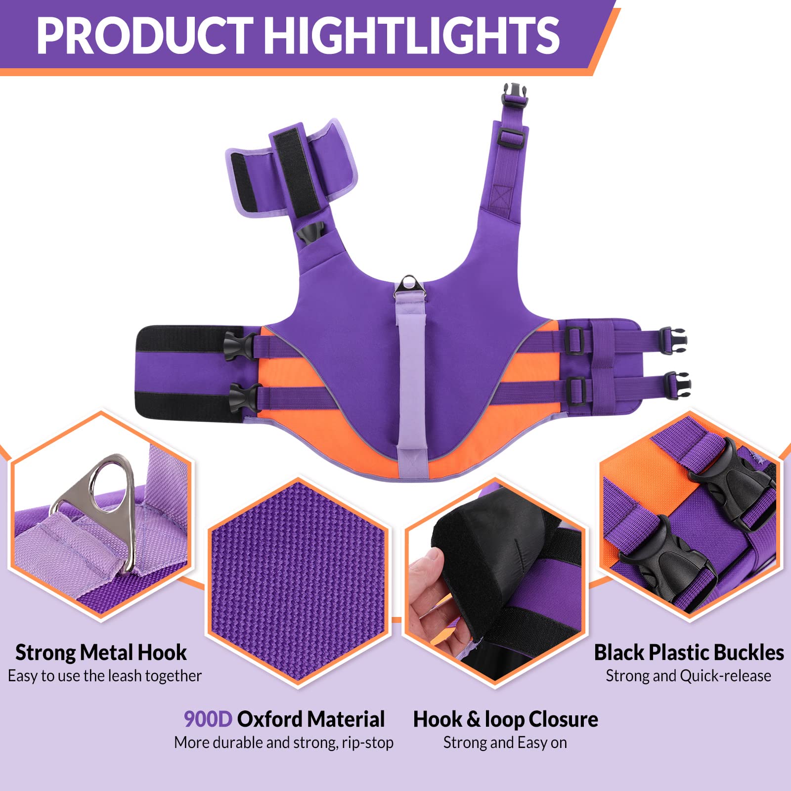 Queenmore Dog Life Jacket,Dog Life Vest For Swimming Boating,Life Jackets For Large Medium Dogs,Ripstop Pet Life Vests With Stro