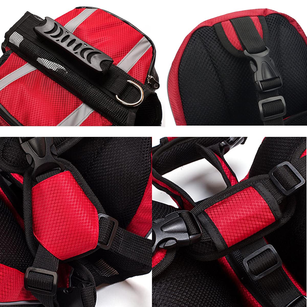 Lifeunion Polyester Dog Saddlebags Pack Hound Travel Camping Hiking Backpack Saddle Bag For Small Medium Large Dogs (Red,M)