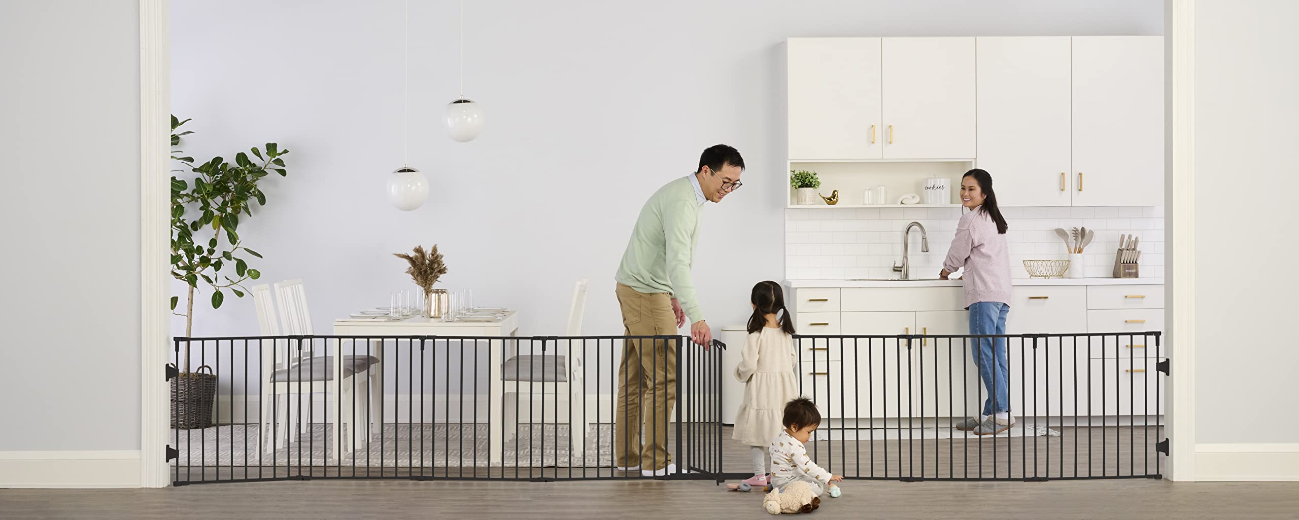 Regalo 192-Inch Super Wide Adjustable Baby Gate And Play Yard, Black, 4-In-1, Bonus Kit, Includes 4 Pack Of Wall Mounts