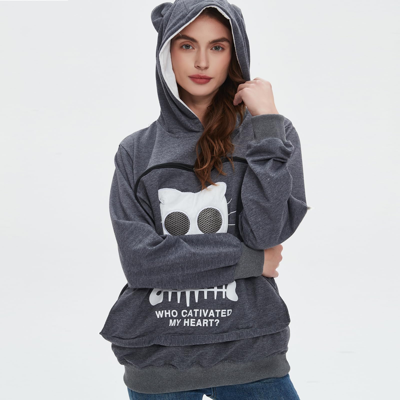 Bombaxceiba Pet Pouch Hoodie, Small Pet Carrier,Dog Cat Pouch Hoodie,Sweatshirt Kangaroo Pocket Holder, Kitty Carrying, With Bre