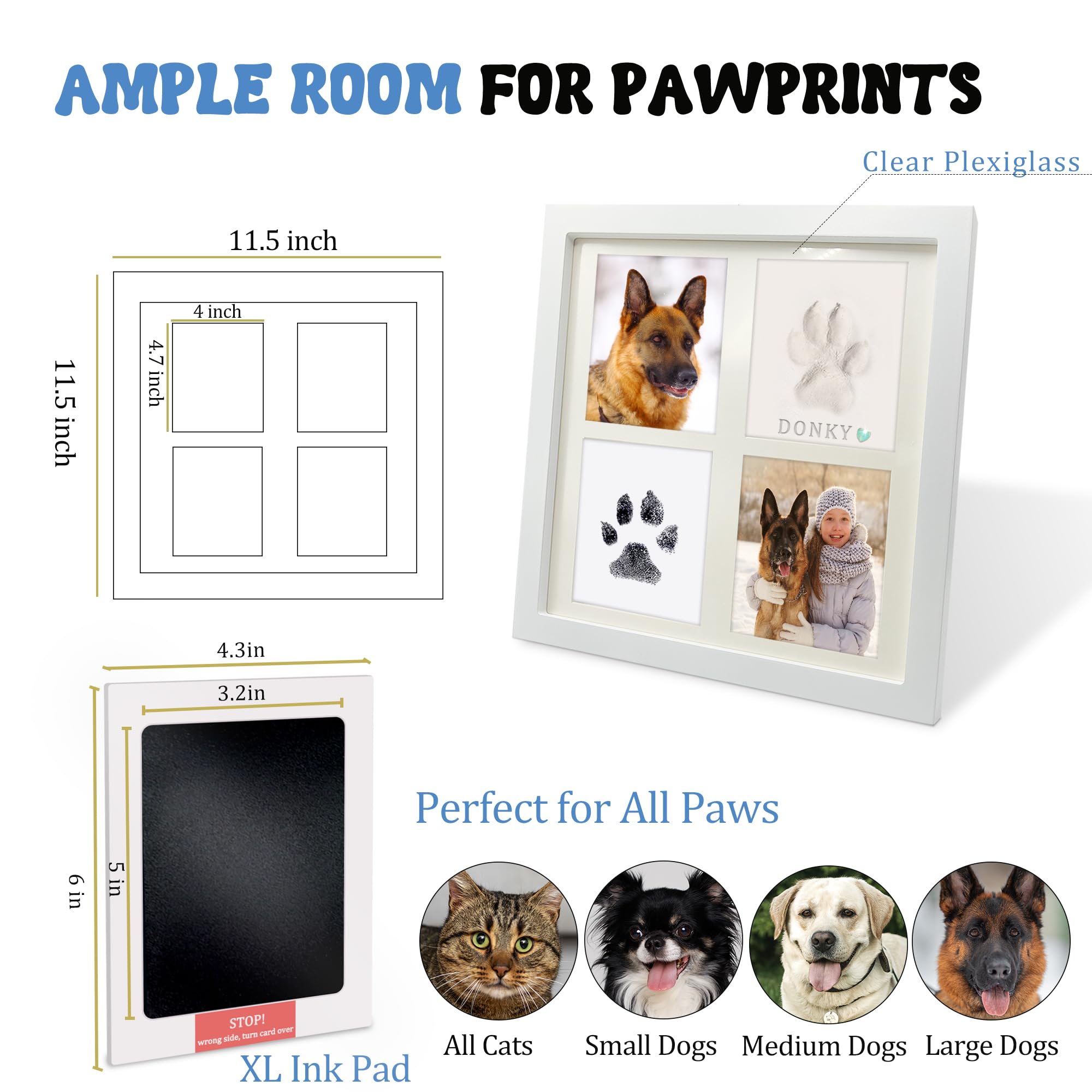 Mypawlets Ink & Clay Paw Print Kit For Dog Cat,Clean-Touch Ink Pad & Soft Clay For Dog Pawprints,Pet Paw Print Impression Kit La