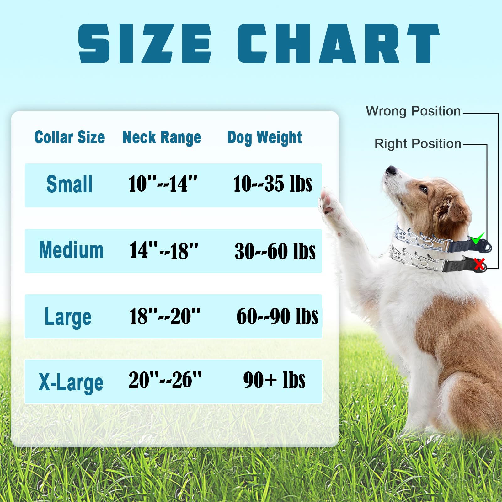 Woskar Prong Collar For Dogs,Adjustable Pinch Collar For Small Medium Large Dogs,Dog Martingale Collars(Xl,20''-23'')