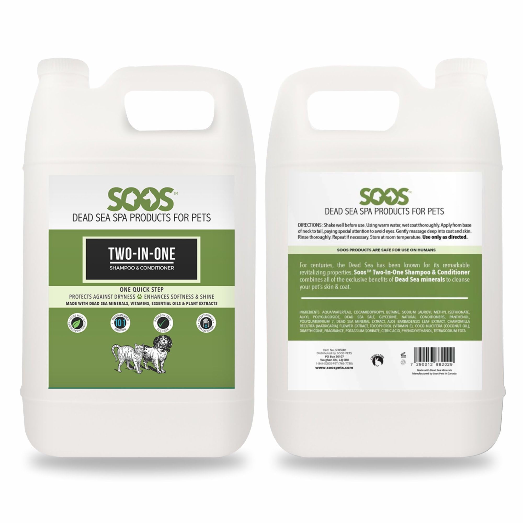 Soos Pet Shampoo And Conditioner Natural Dead Sea Minerals Two-In-One Deeply Absorbing With Vitamins Essential Oils Natural Ingr