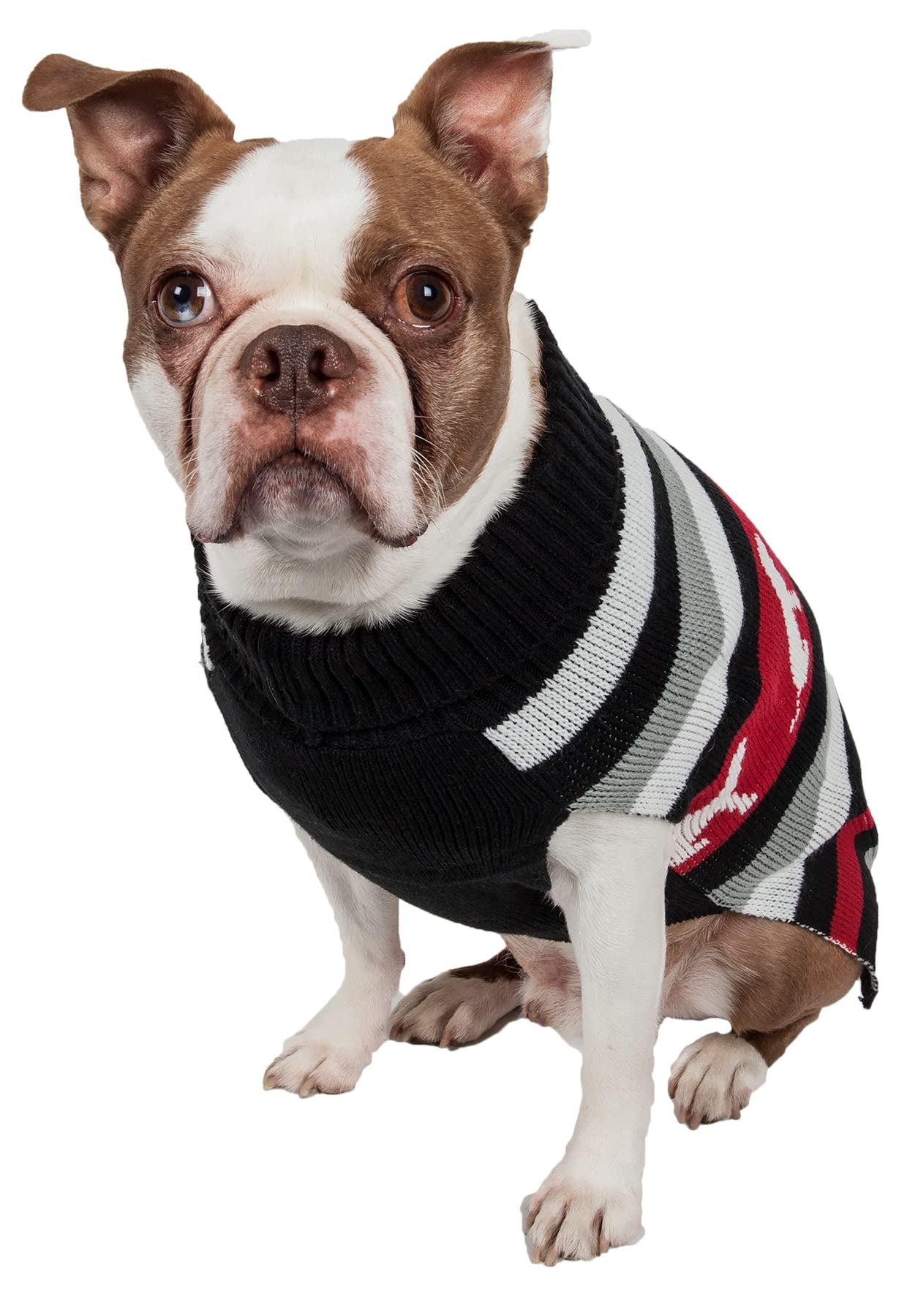 Pet Life Dog Patterned Fashion Striped Ribbed Turtle Neck Dog Sweater, SM