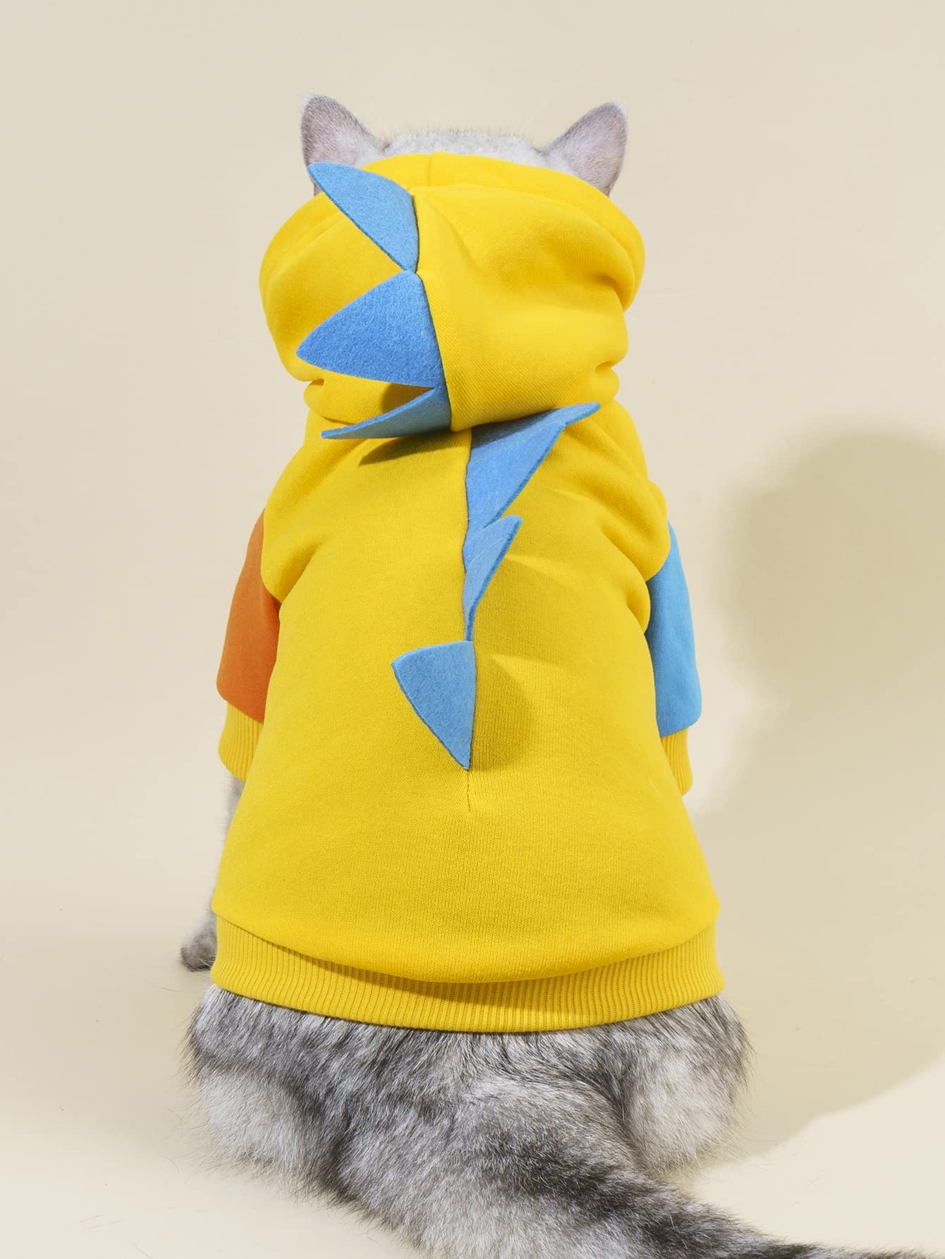 Qwinee Dinosaur Dog Hoodie Dog Warm Jacket Christmas Halloween Dog Costume Dog Clothes For Puppy Kitten Small Medium Dogs Cats Blue And Yellow Xs