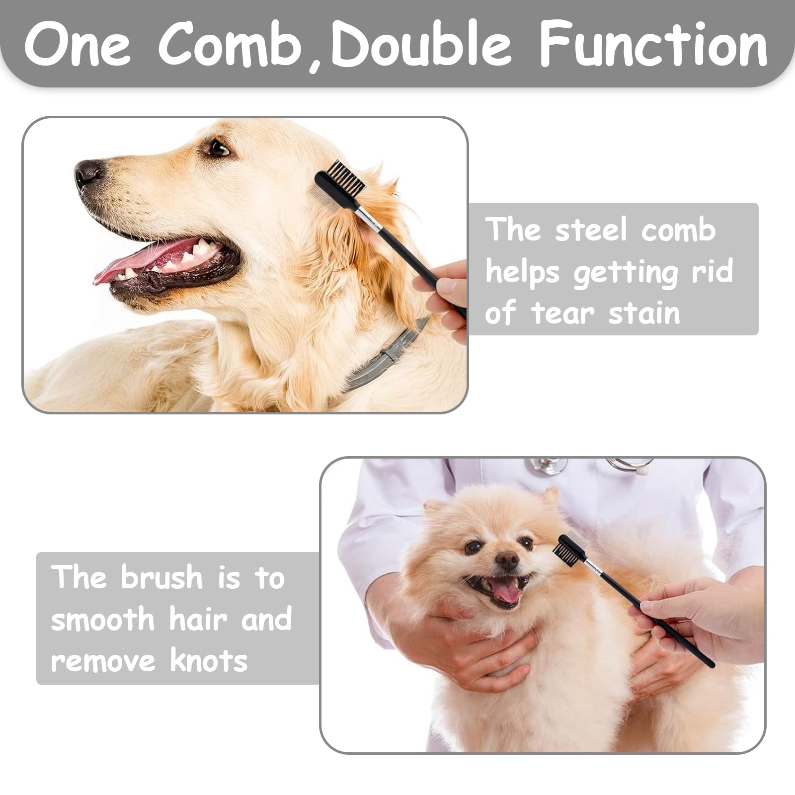 7 Pack Pets Grooming Brush Comb Kit,Double-Side Deshedding Dematting Dog Brush,Undercoat Rake For Dogs & Cats,With Metal Comb,Fl