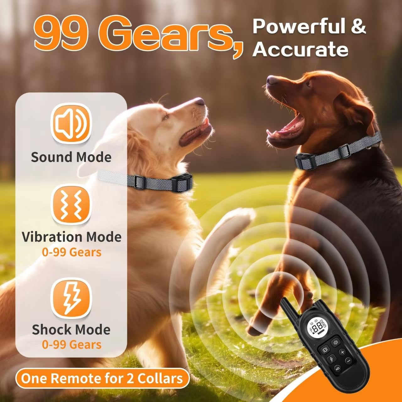 Tiniest Dog Shock Collar For 2 Dogs, Lightest Dog Training Collar With Remote For 2 Small Dogs 5-15Lbs & Medium Large Dogs/Puppi