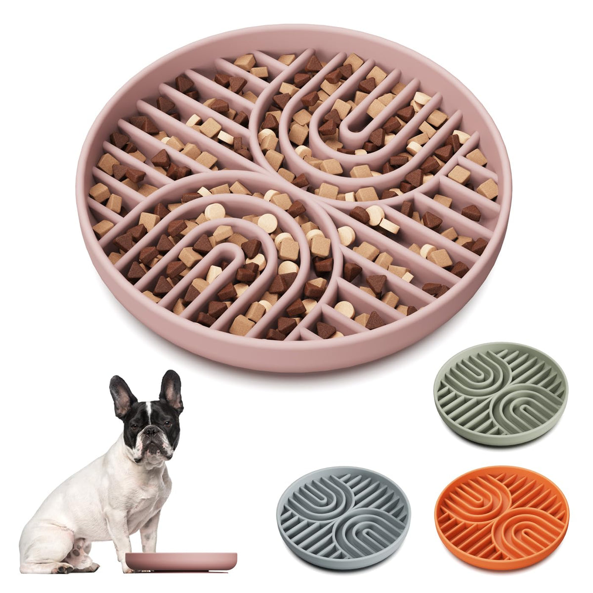 AXEFUN Slow Feeder Dog Bowls, Silicone Slow Feeder for Dogs & Puppies, Dog Puzzle Bowl with Suction Cups for Anxiety Relief, Slo