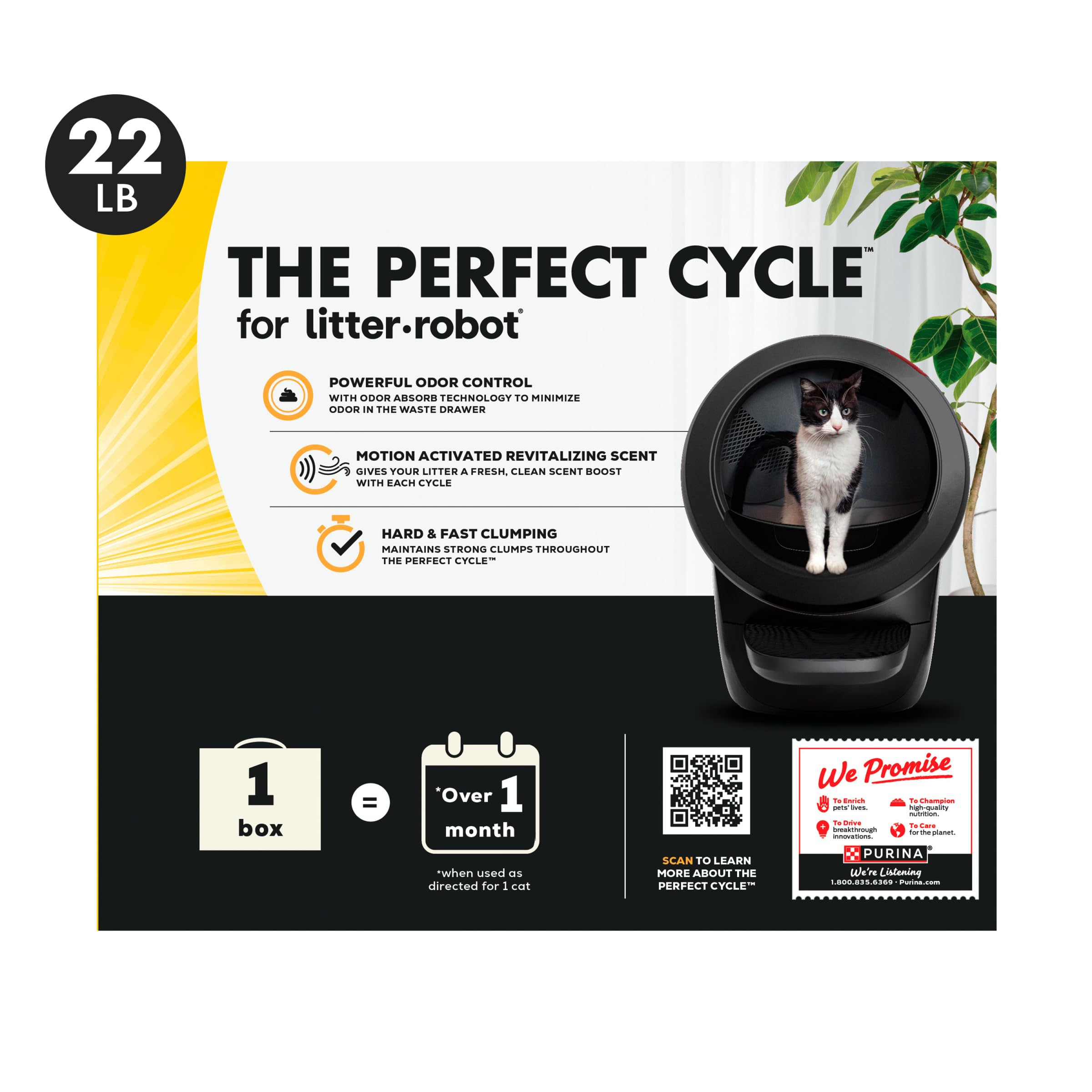 Purina Tidy Cats Clumping Cat Litter for Litter-Robot, 22 lb - Odor Control, Gray, Durable Formula