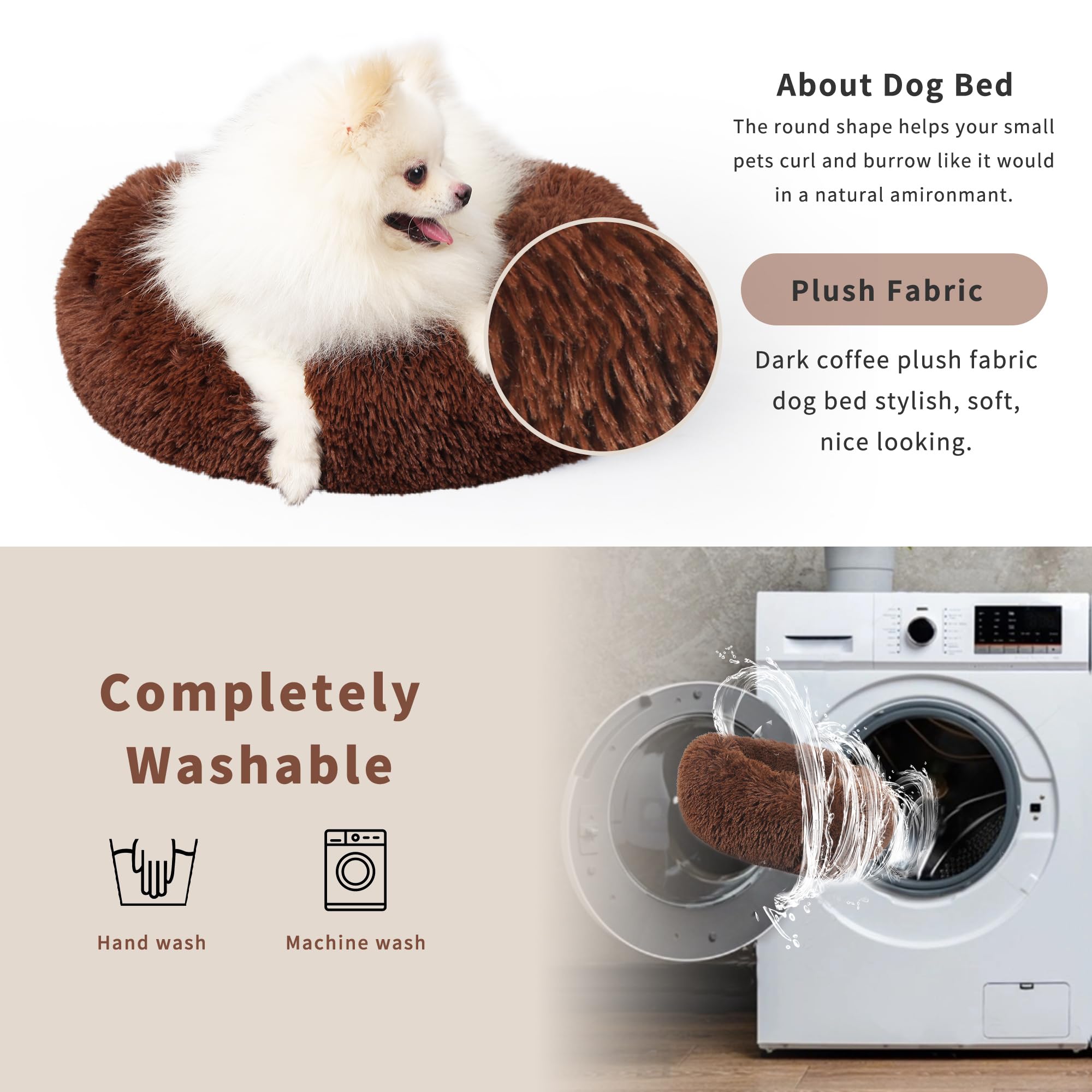 Nononfish Marshmallow Cat Bed Kawaii Cat Nest Bed For Indoor Cats Washable Fluffy Anti Anxiety Kitten Bed 19 Inches