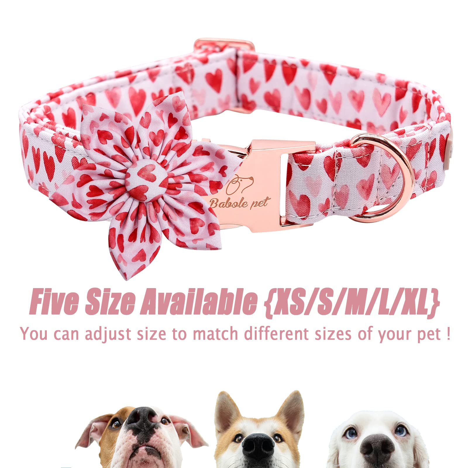 Babole Pet Valentine'S Day Dog Collar With Bow Tie,White Red Pink Love Male Dog Collar With Safety Metal Buckle Adjustable Puppy Collars For Small Medium Large Boy & Girl Dog,Xs-Neck 8'-12'