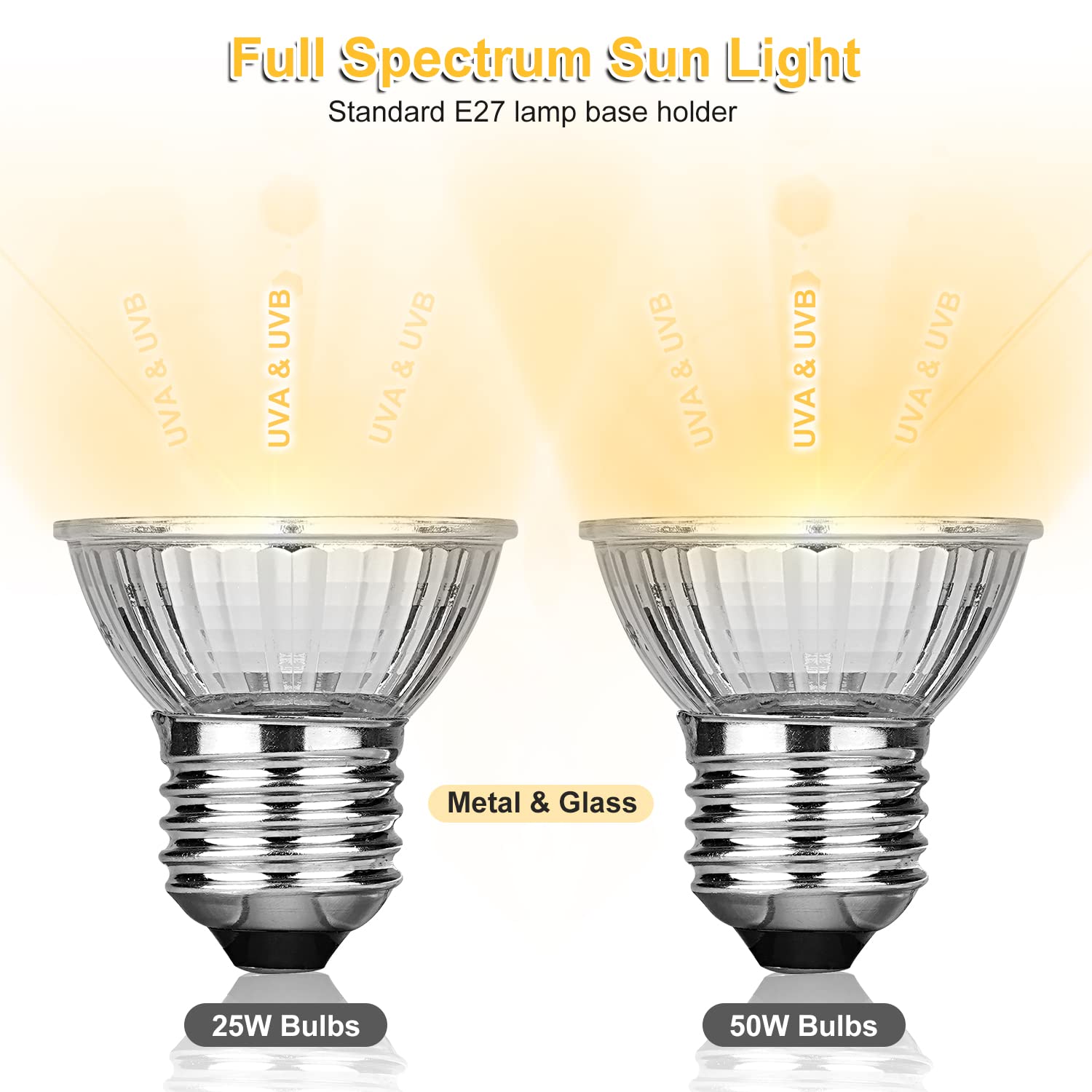 Dallfoll Reptile Heat Lamp, Uva Uvb Reptile Timing Heat Lamp, Reptile Basking Spot Light With 360?otatable Swivel And Clamp, Heating Lamp For Turtle, Lizard, Bearded Dragon, E27 25W 50W Bulbs