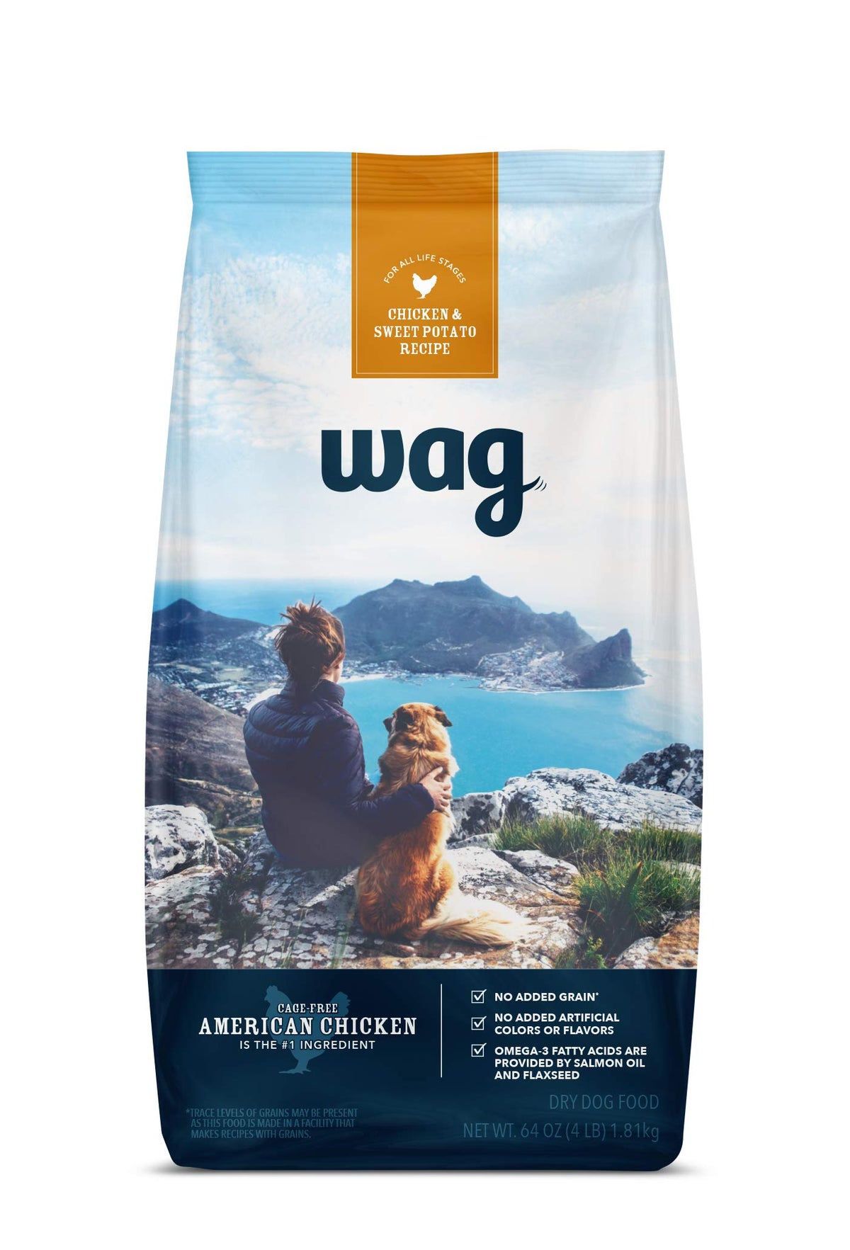 Amazon Brand - Wag Dry Dog Food Chicken & Sweet Potato, Grain Free 4 Lb Bag