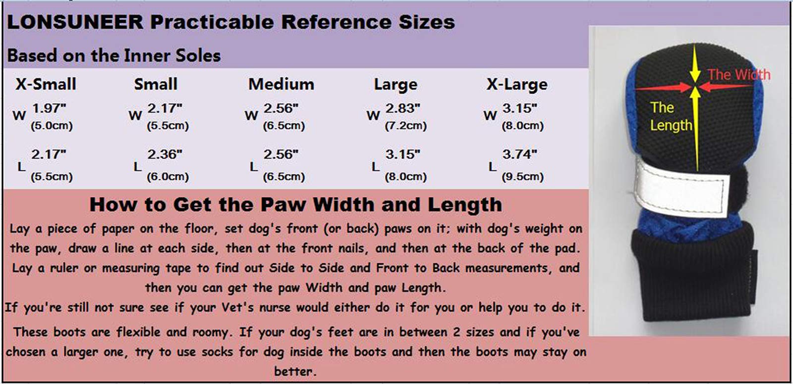 Lonsuneer Winter Paw Protector Dog Boots Waterproof Soft Sole And Nonslip Set Of 4 Color Blue Size Medium