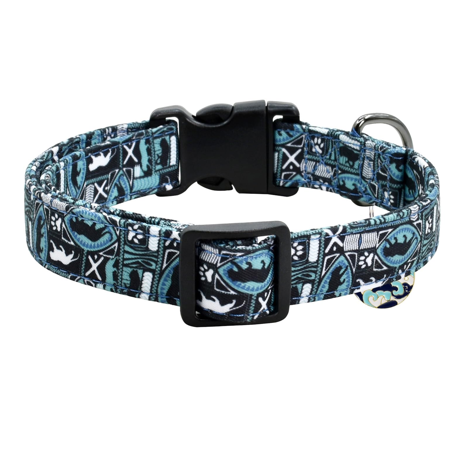 Leopard Patterns Dog Collar With Pendant, Durable And Soft Cotton Dog Collars For Small Large Female And Male Dogs Pets (Leopard