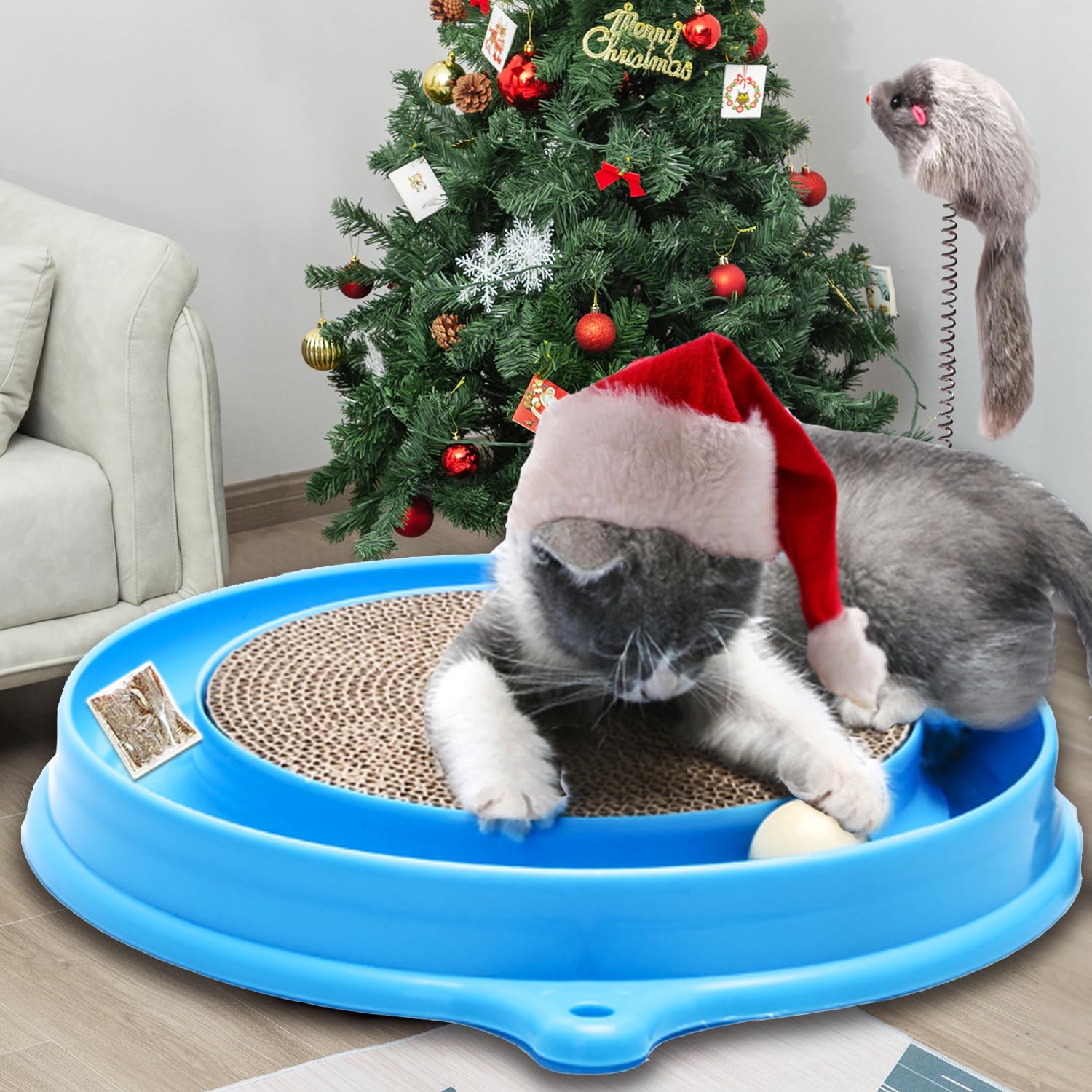 Auoon Cat Scratcher Toy, Cat Toy, Scratch Pad,Scratching Toy,Post Pad Interactive Training Exercise Mouse Play Toy With Ball For Cat Kitty Puppy