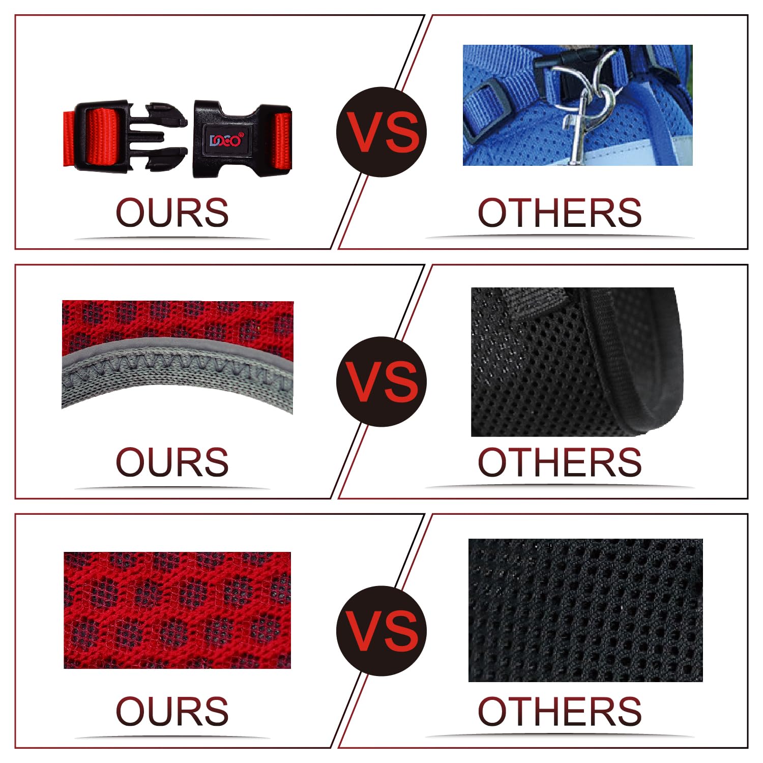 DOCO Dog Harness (Chest 16-17, Weight 10-15 lbs) Athletica Adjustable Heavy Duty No Choke Puppy Vest for Medium Dogs Lightweight