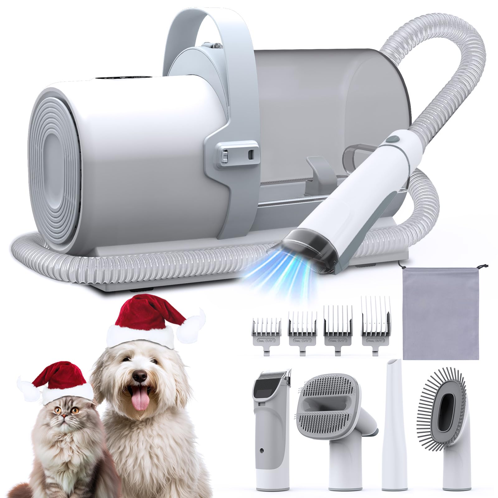 Dog Grooming Vacuum, Pet Grooming Kit With Dog Clippers, 2.5L Dust Cup 11000Pa Dogs Vacuum For Shedding Grooming, 5 Grooming Too