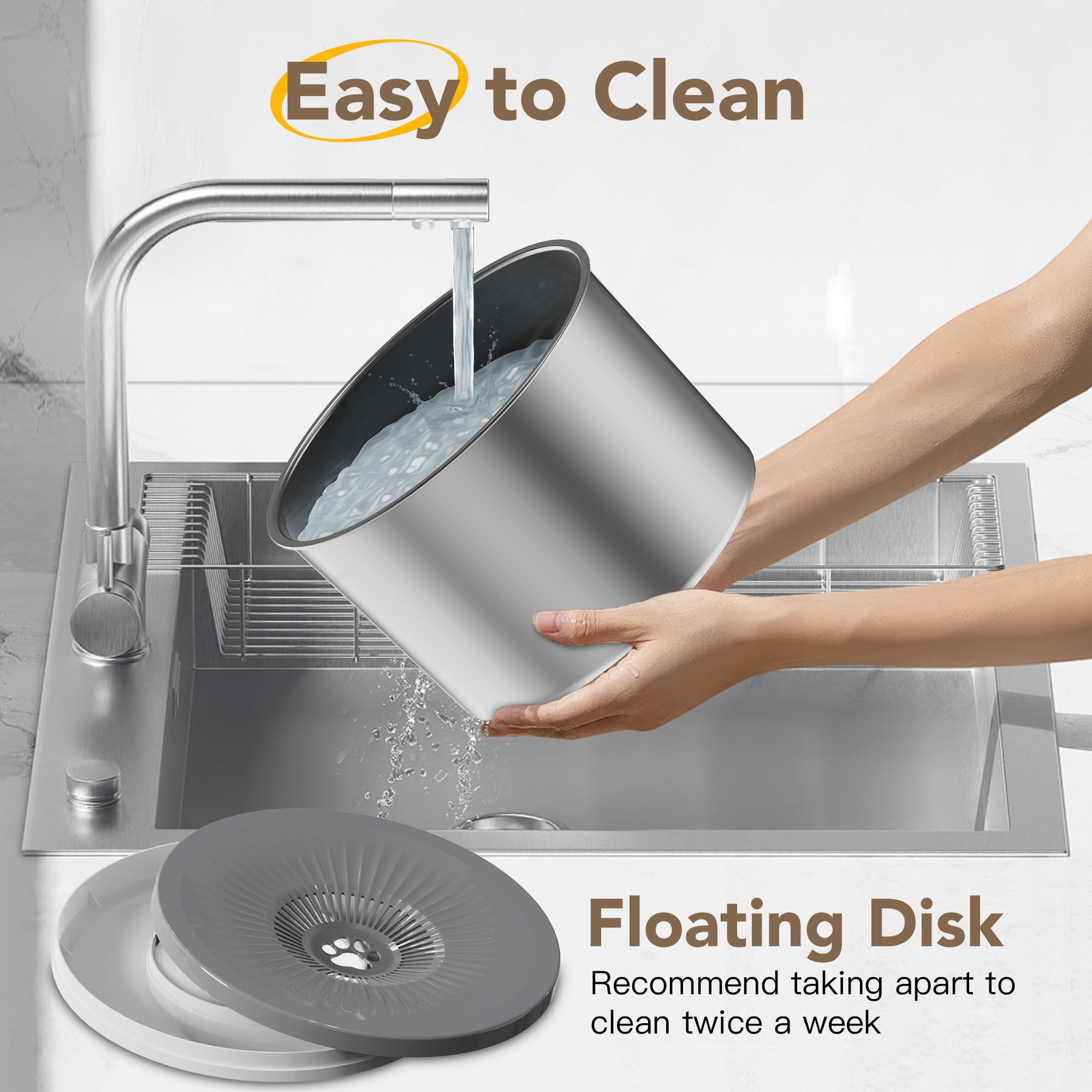 Twinsing 1.6 Gallon Dog Water Bowl, 6.5L/220Oz Stainless Steel No Spill Water Bowl For Large Dogs, Super Large Capacity Splash P