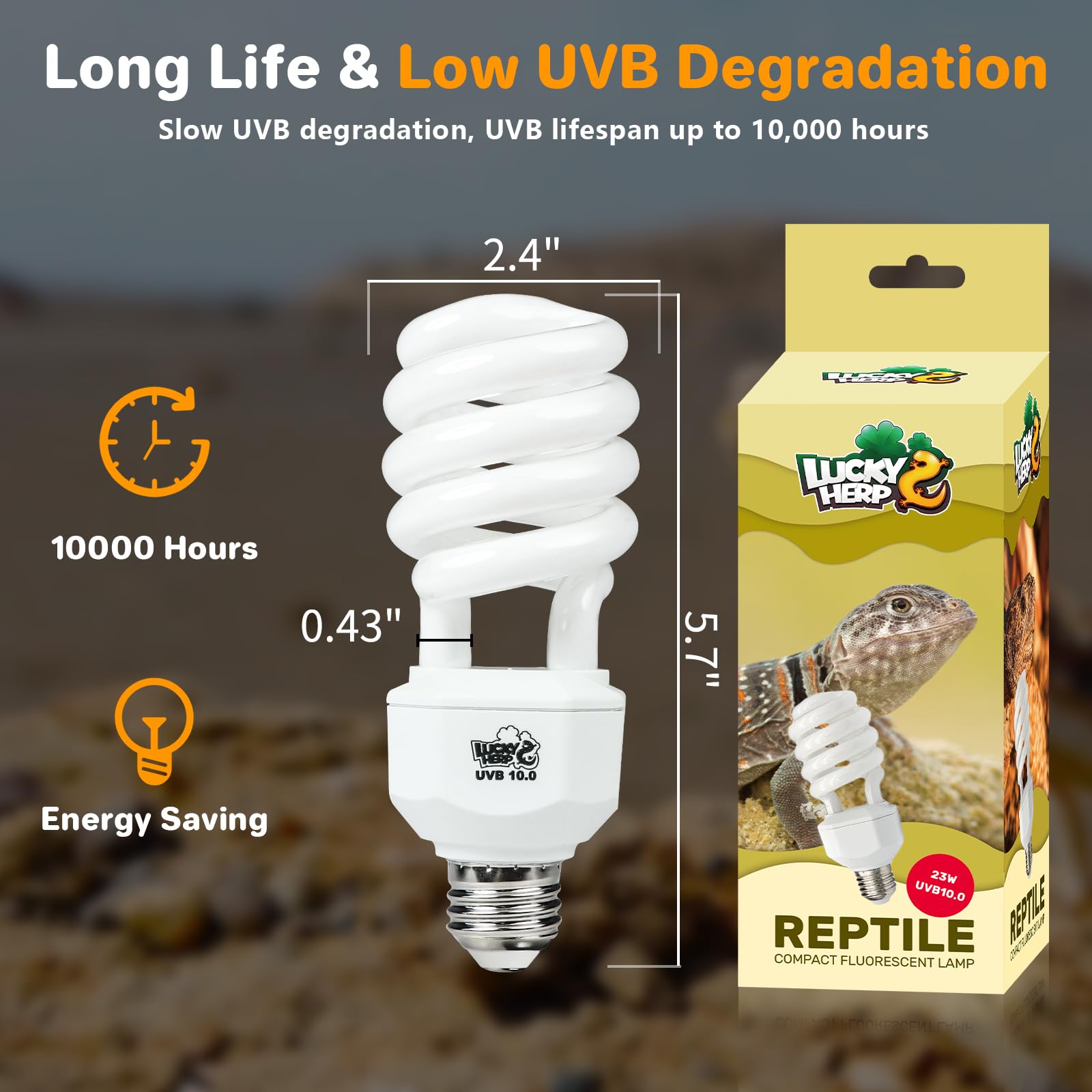 Lucky Herp Uva Uvb Reptile Light 10.0, Desert Uvb 150 Compact Fluorescent Lamp, Uvb Light For Reptiles 23W, Uva Uvb Reptile Ligh