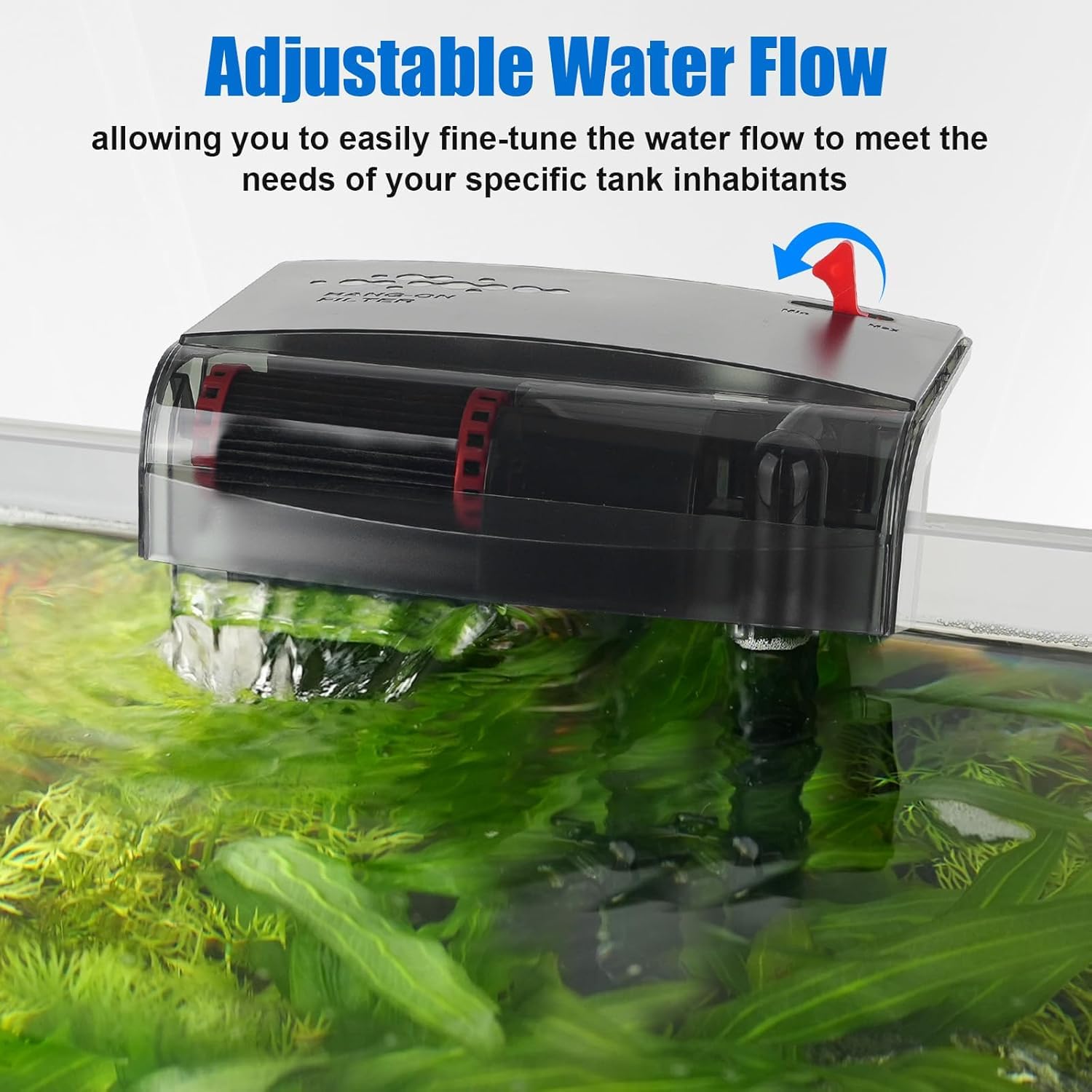 AQQA Aquarium Filter 10-30 Gallon Fish Tank Filters with Bio-Wheel Power, Hang on Back Aquarium Filter, Adjustable Flow Hob Filt