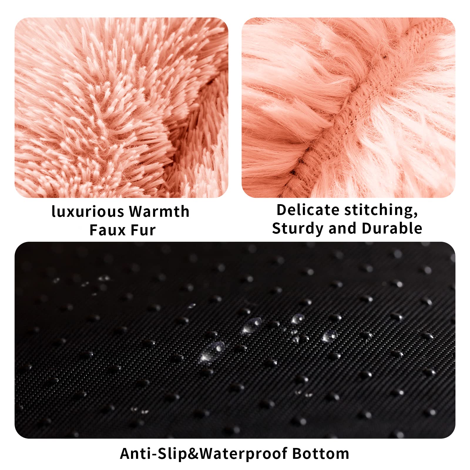 Calming Dog Bed For Large Dogs, Anti Anxiety Donut Dog Bed, Round Dog Bed, Plush Faux Fur Dog Bed, Fluffy Dog Bed, Soft Cozy Pet Bed, Machine Washable, 36X36Inch Pink