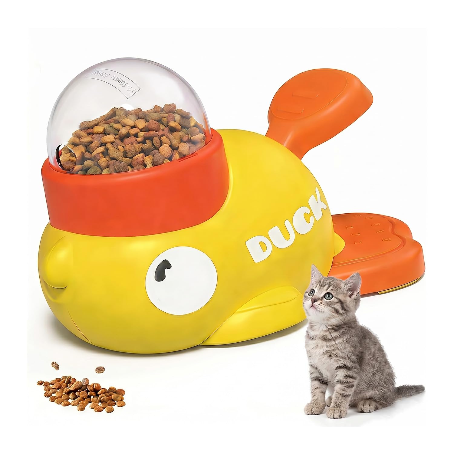 Pawbabas Interactive Treat Dispenser Toy, Duck Shape 2In1 Slow Feeder For Dogs & Cats, Food Dispensing Puzzle Toy For Mental S