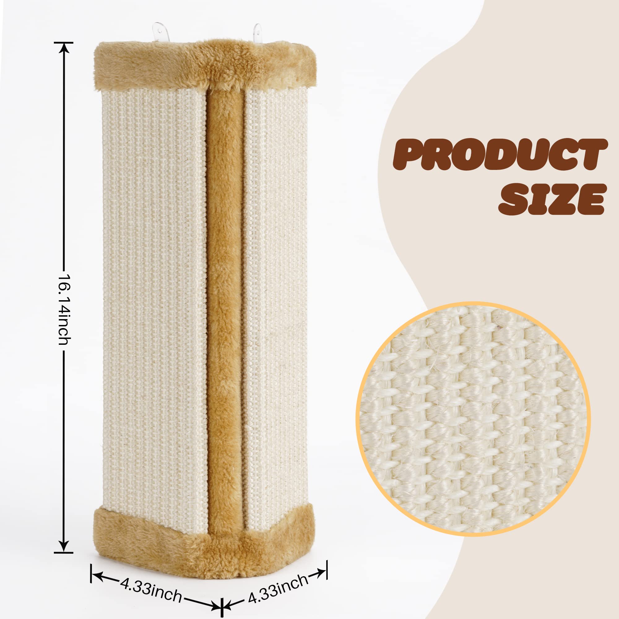 Lahas Cat Wall Corner Scratcher Furniture Protector Kittens Scratch Board Sisal Cat Scratching Pad Wall Mounted For Indoor Cats