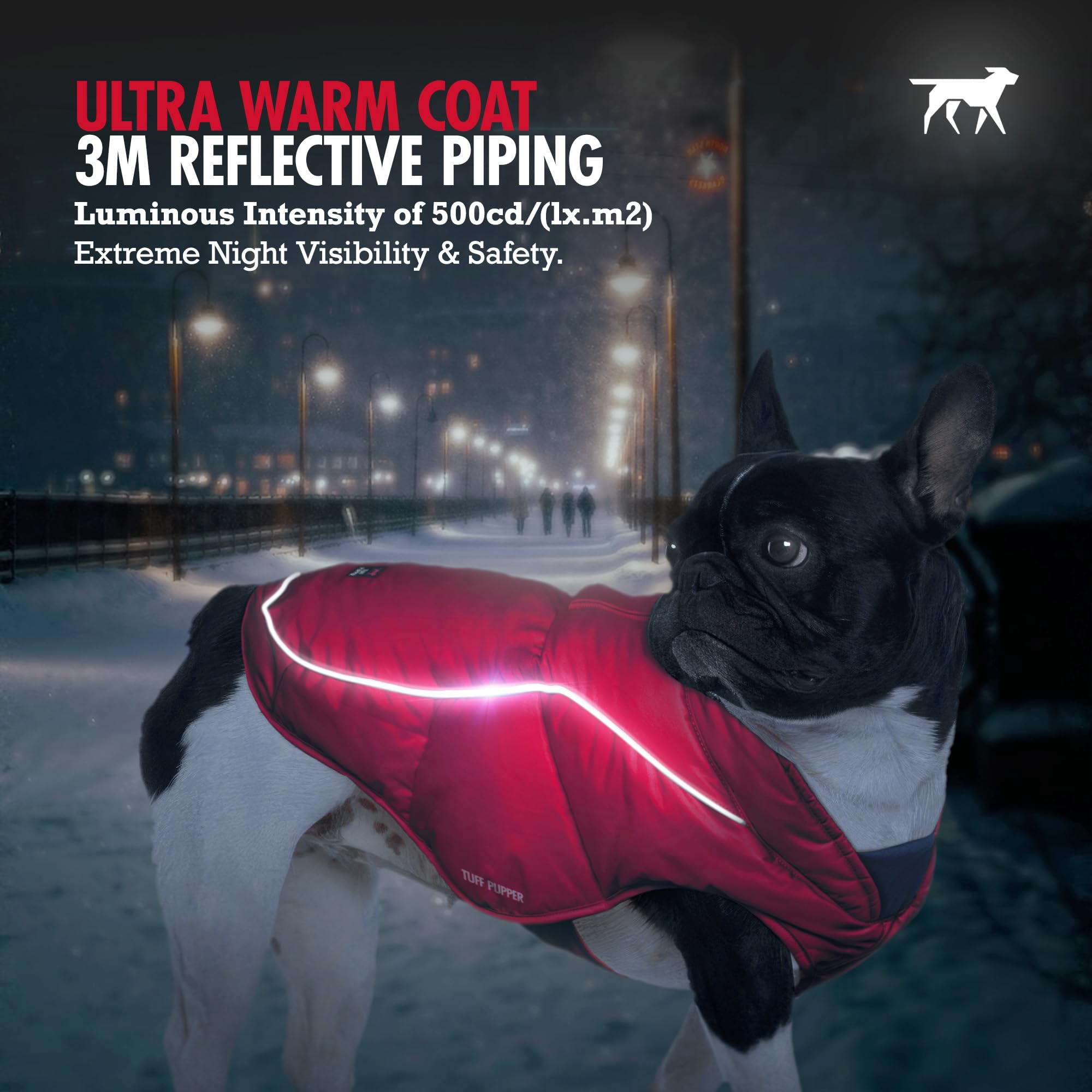 Tuff Pupper Insulated Winter Dog Coat | Waterproof Against Snow & Rain | Premium Padded Cold Weather Jacket | Reflective For Saf