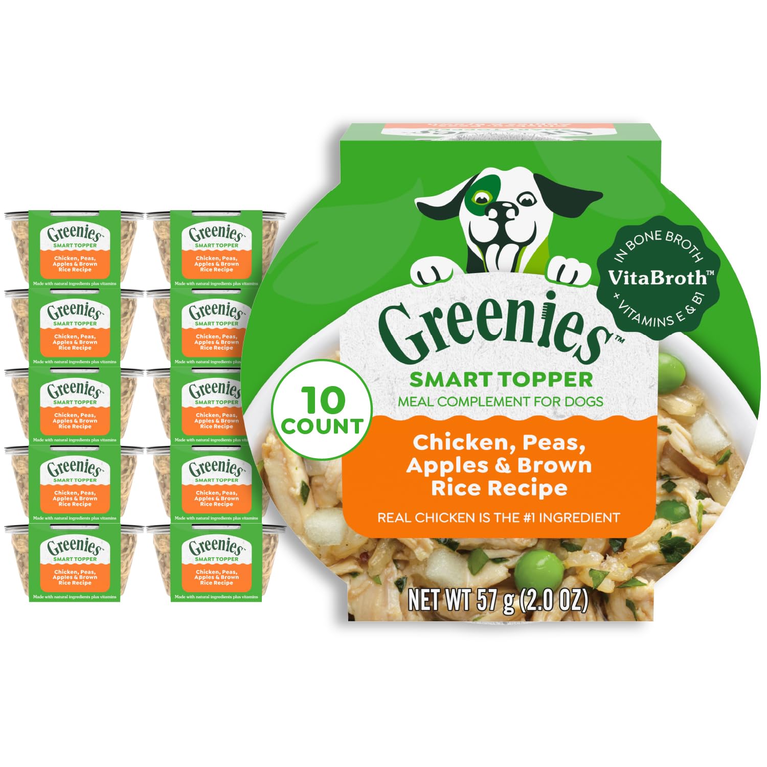 Greenies Smart Topper High Protein Wet Mix-in for Dogs, Chicken, Peas, Apples & Brown Rice Recipe in Vitabroth Broth - Bone Brot