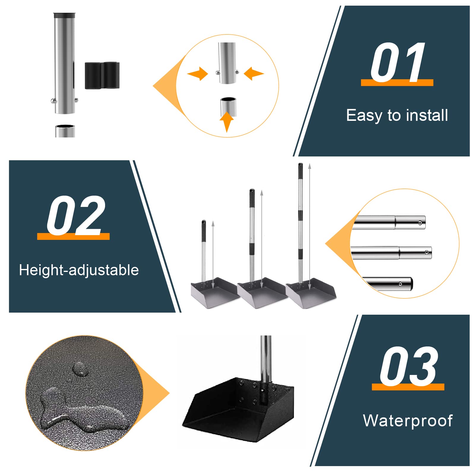 Sunlax Pet Pooper Scooper For Large Dog, Height Adjustable Poop Scoop Removal Picker With Long Handle Extra Large Tray - Easy To Wash