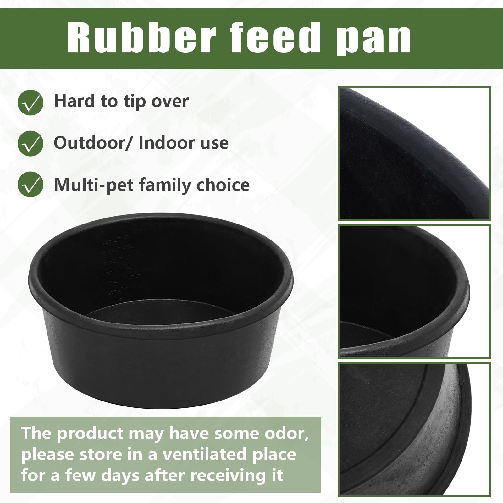 Sadnyy 4 Pcs Rubber Feeder Pan, Rubber Feed Pan Utility Horse Feed Bucket Dog Bowl Horse Feeder for Cats Dogs Goats Chicken Dust