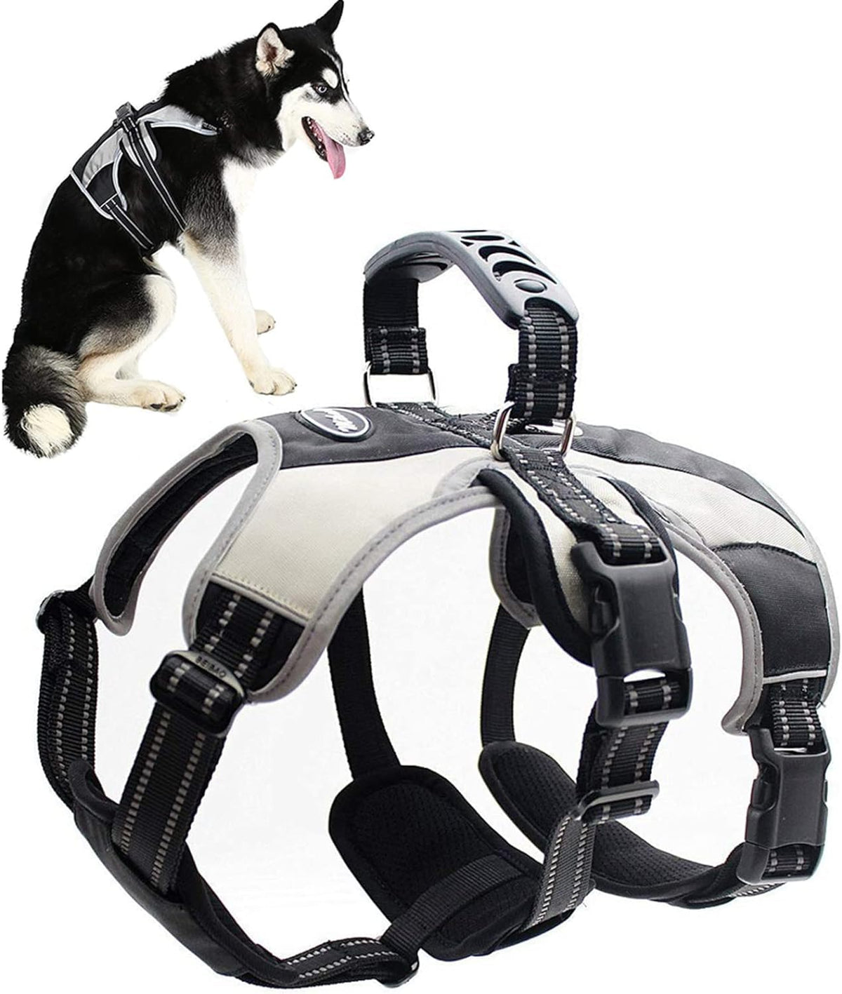 Mihachi Escape Proof Dog Harness - No Pull Reflective Dogs Harness Vest With Lift Handle, Adjustable Soft Padded No Slip Pet Har