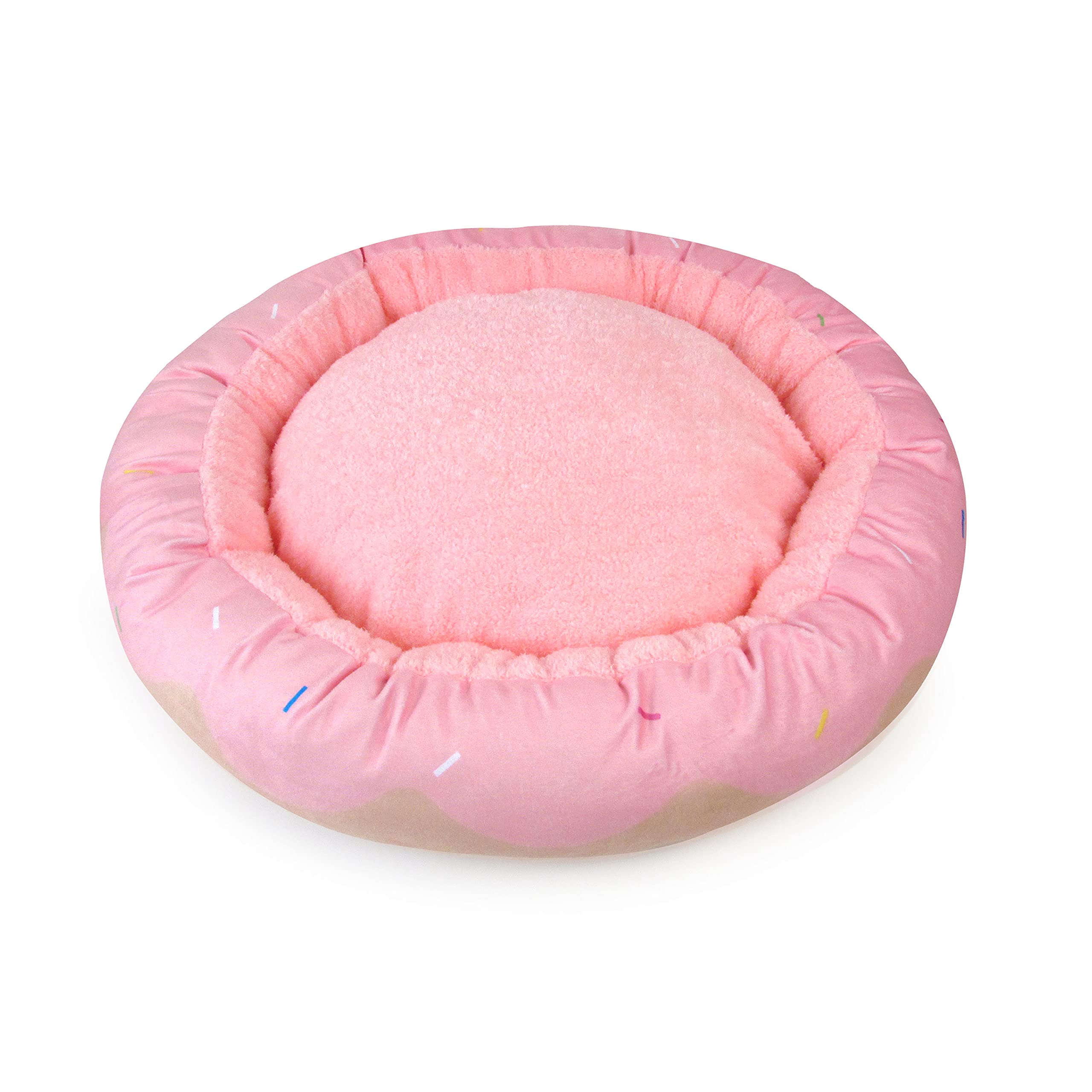 Tonbo Soft Plush Small Cute And Cozy Donut Dog Cat Bed, Washer And Dryer Friendly (Donut)