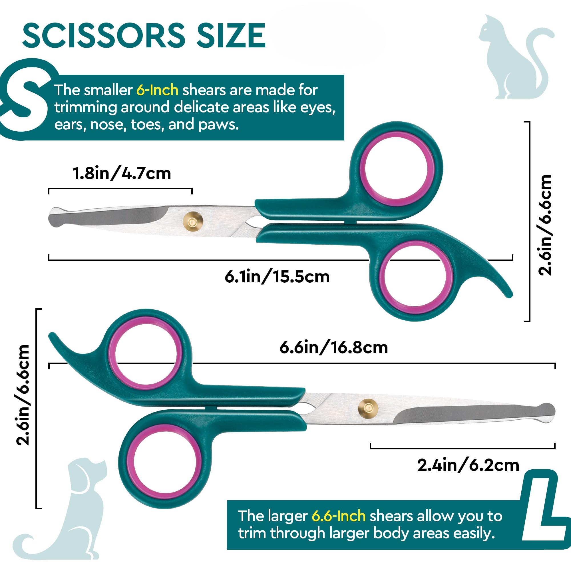 Pet Grooming Scissors Kit, Dog Grooming Shears With Stainless Steel Rounded Tip Blades For Safe Fur Trimming For Dog, Cat, Inclu