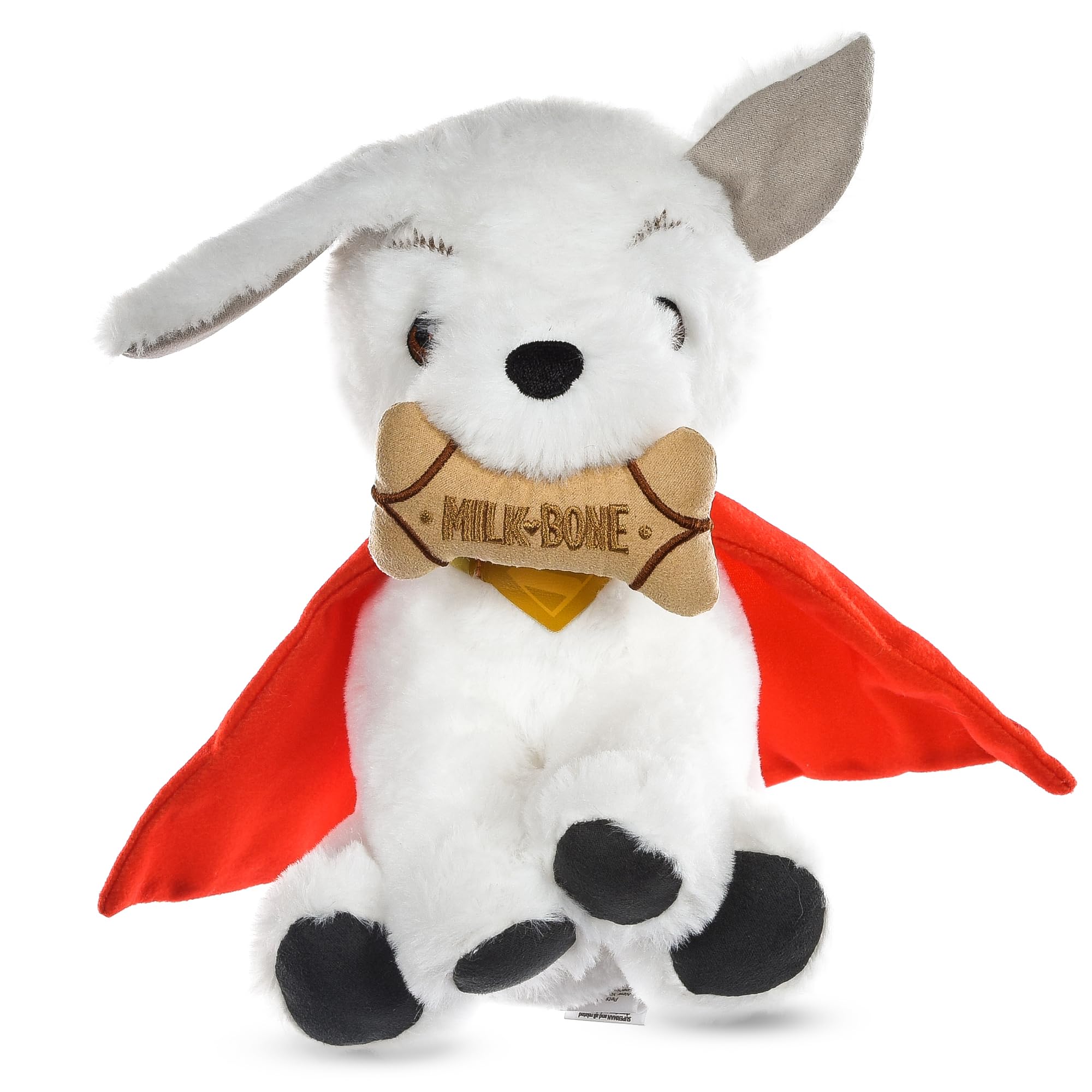 DC Comics Superman Krypto The Superdog Plush Dog Toy - Soft Squeaky Dog Toy with Crinkle Sounds, Cape & Milk-Bone Treat Design,